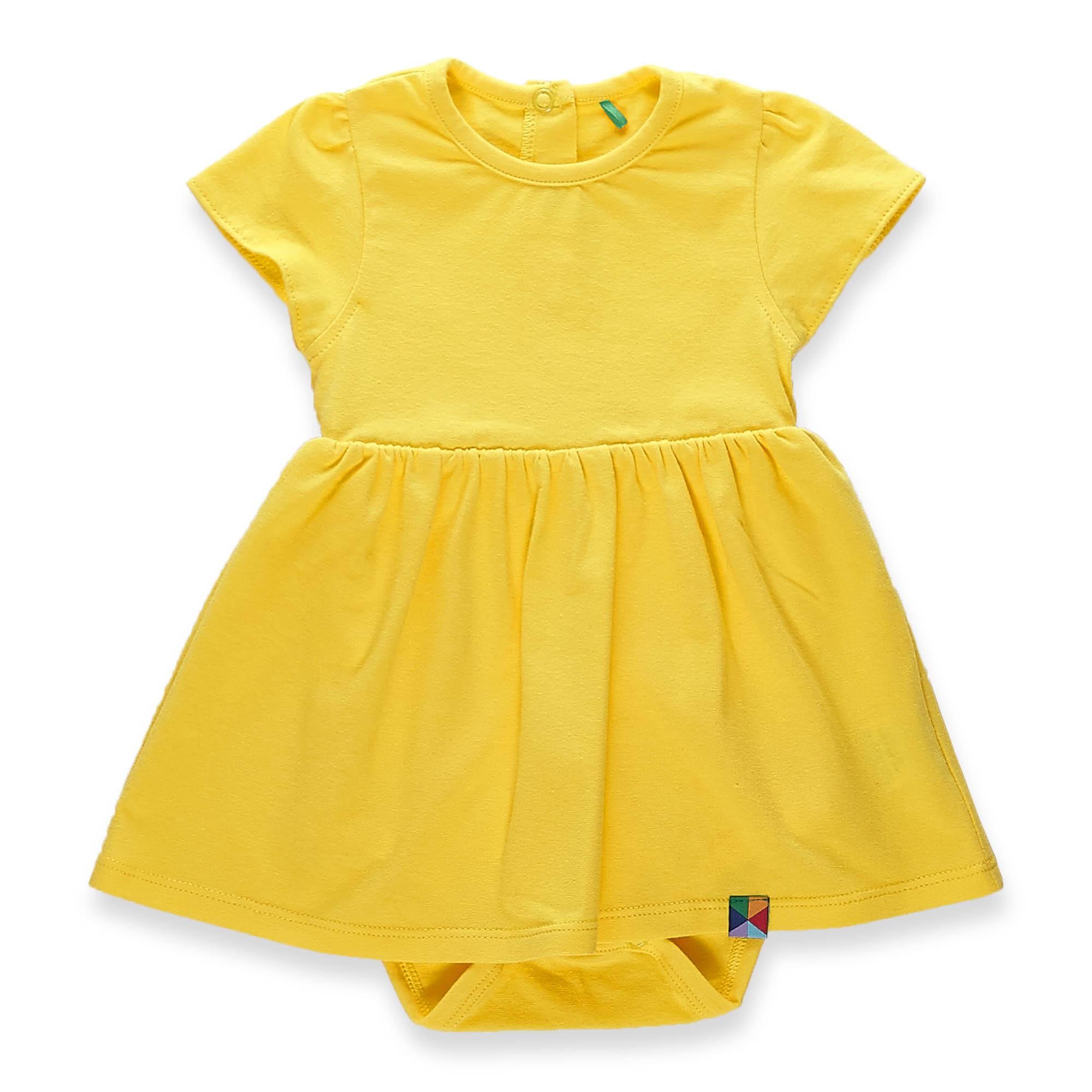 Żółte body z sukienką