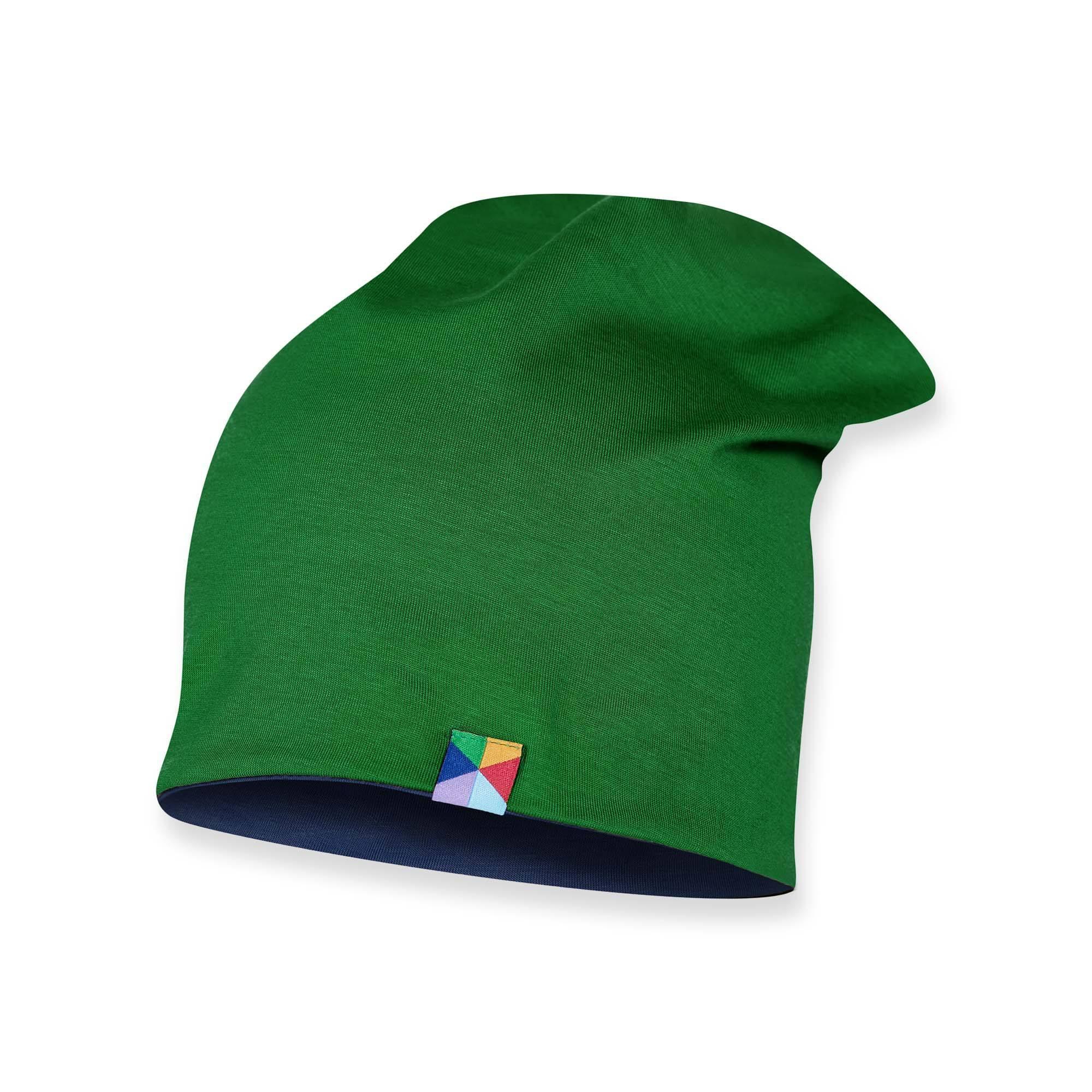 Granatowo-zielona czapka dwustronna