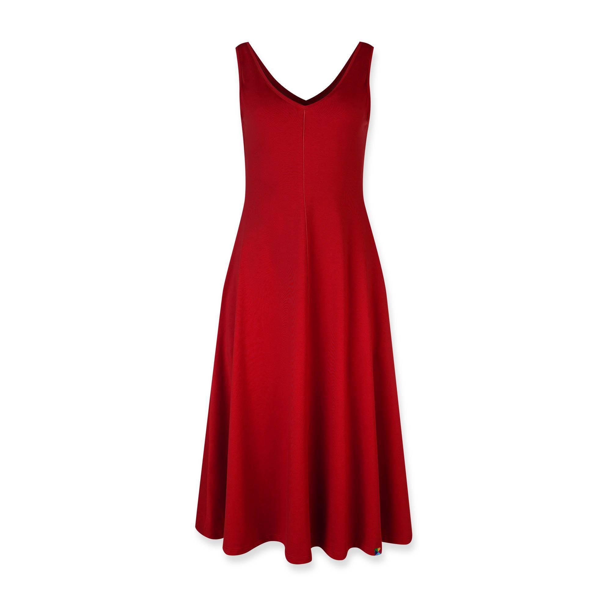 Czerwona sukienka midi bez rekawów