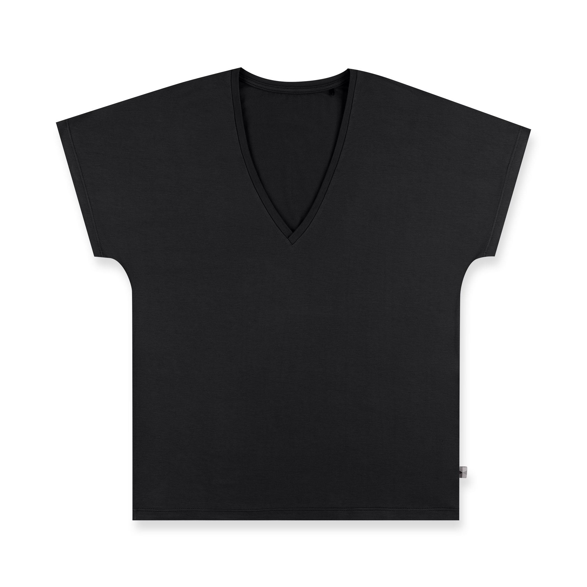 Czarna koszulka od piżamy damska krótki rękaw