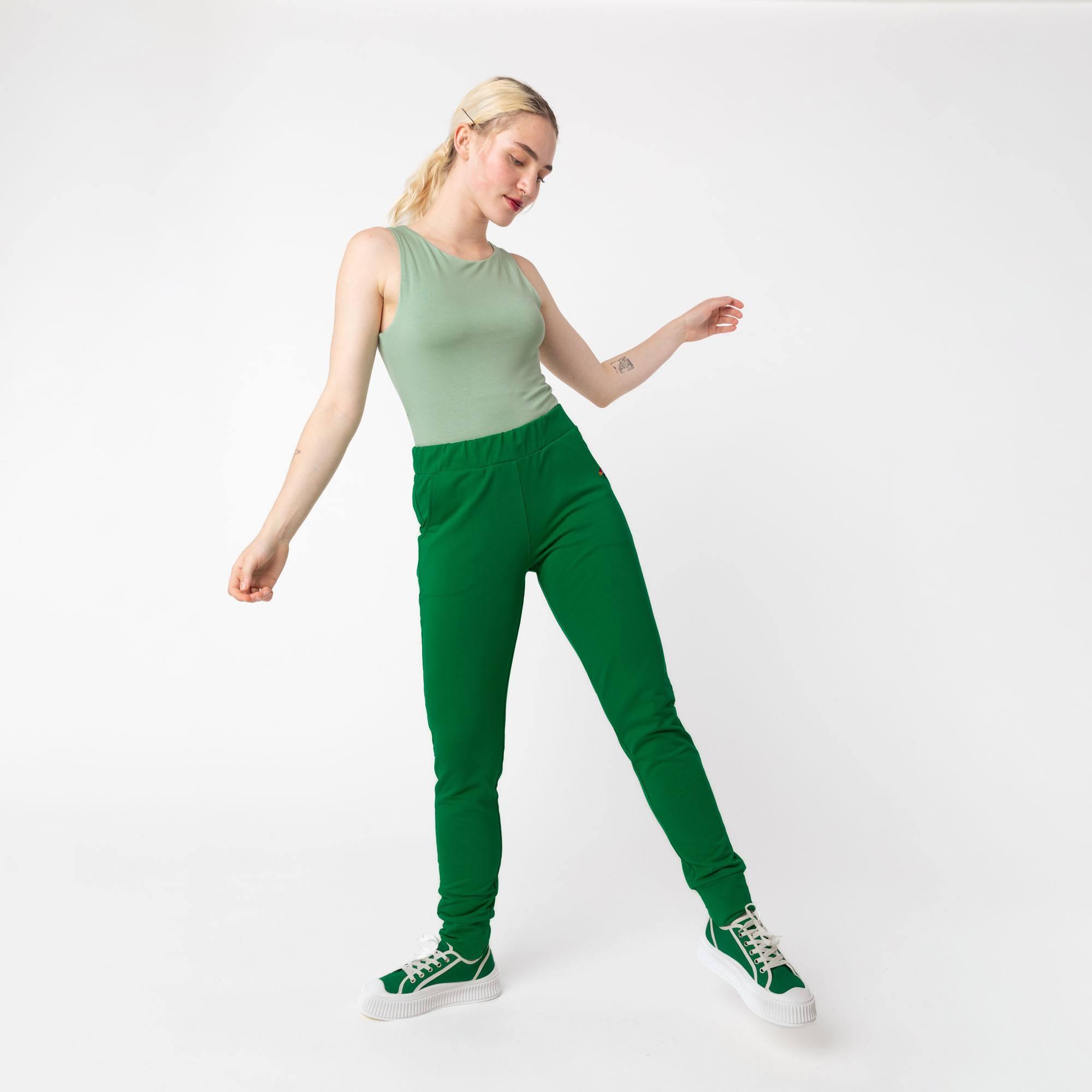 Zielone spodnie dresowe damskie