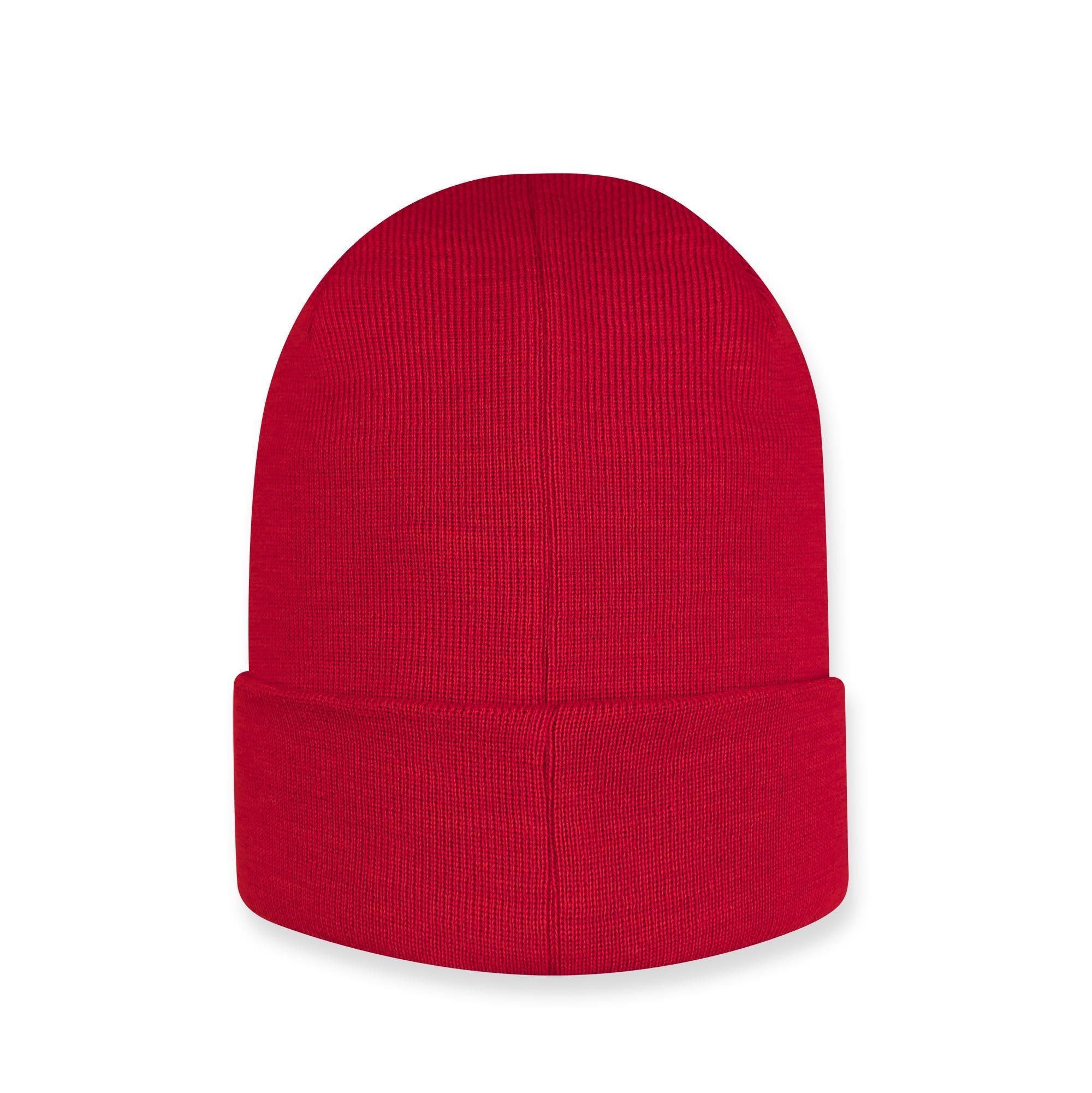 Czerwona czapka z wełny merino o drobnym splocie