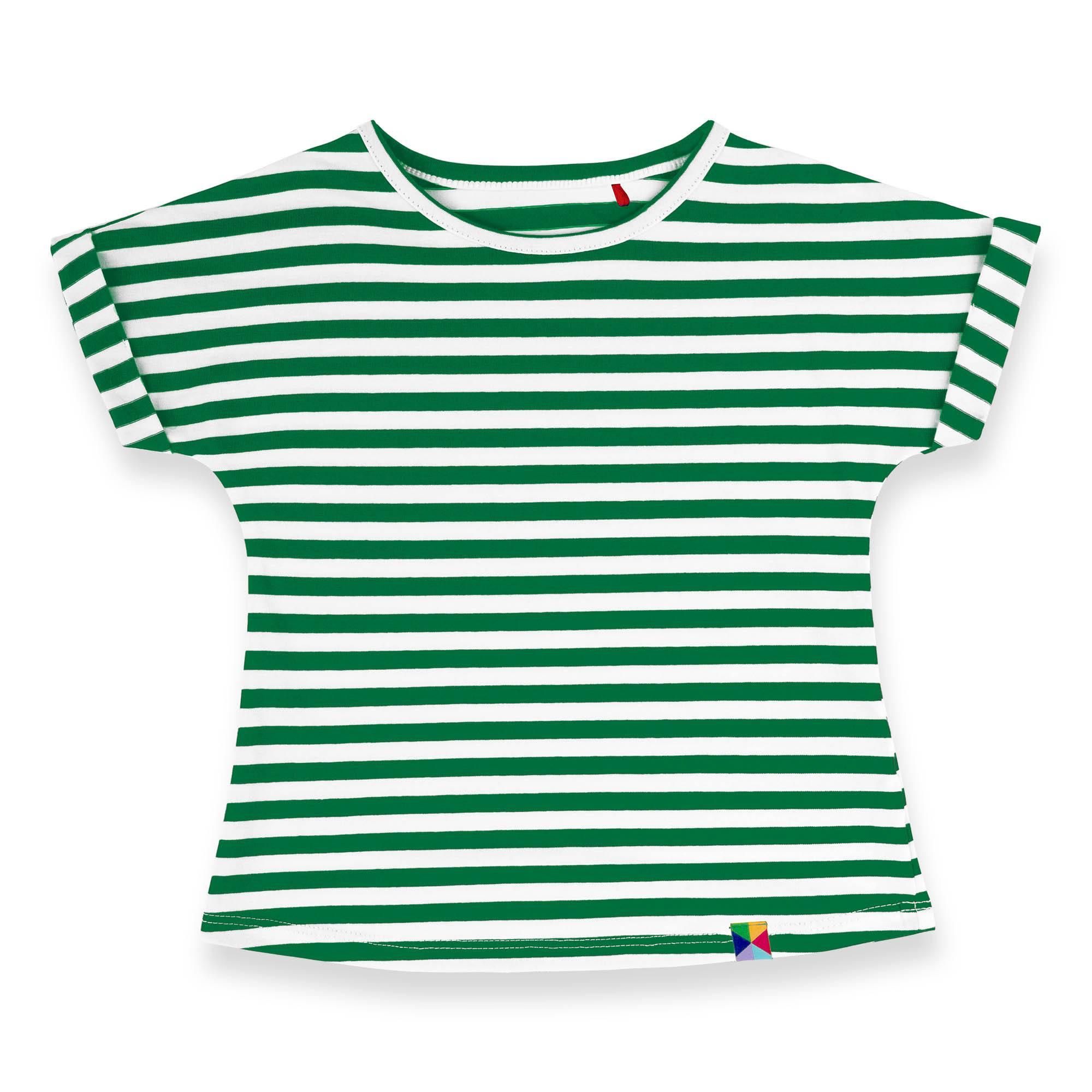 Zielona koszulka z krótkim rękawem w paski