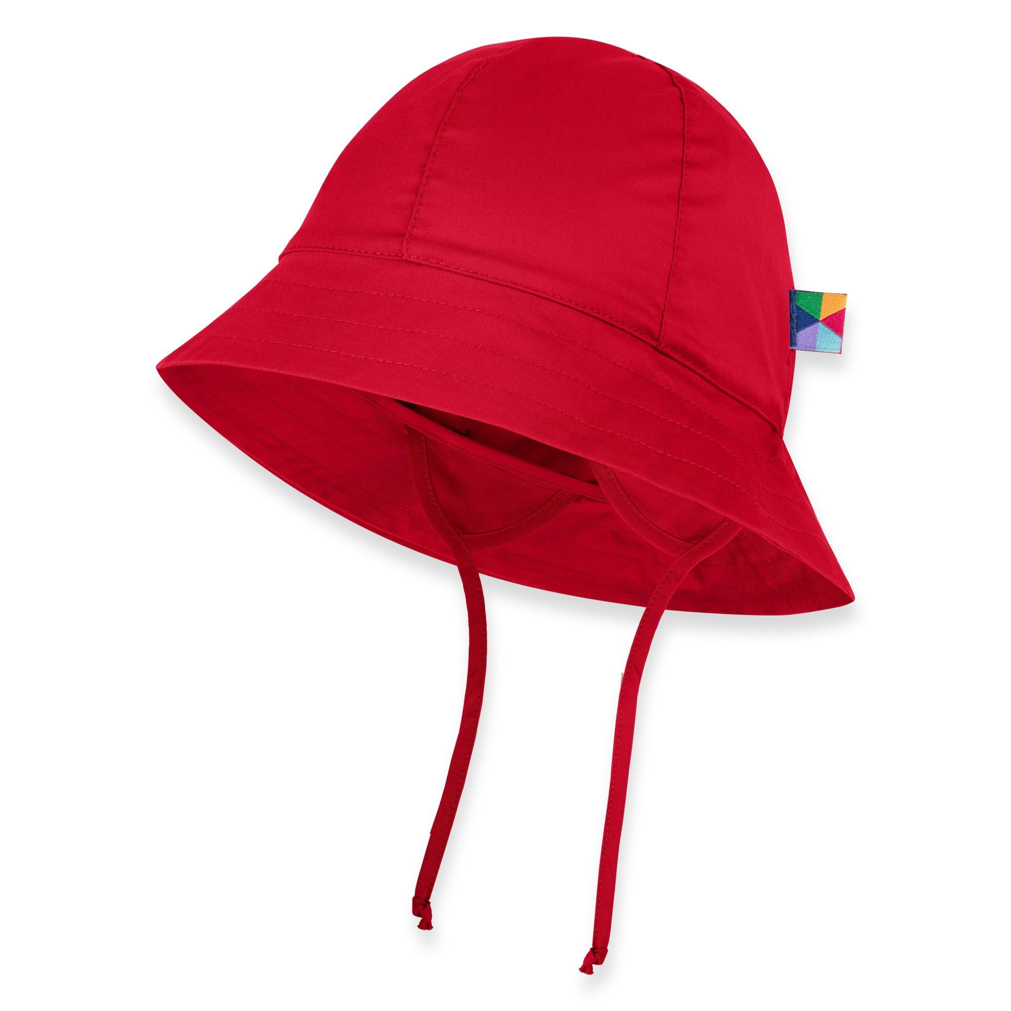 Czerwony kapelusz z troczkami