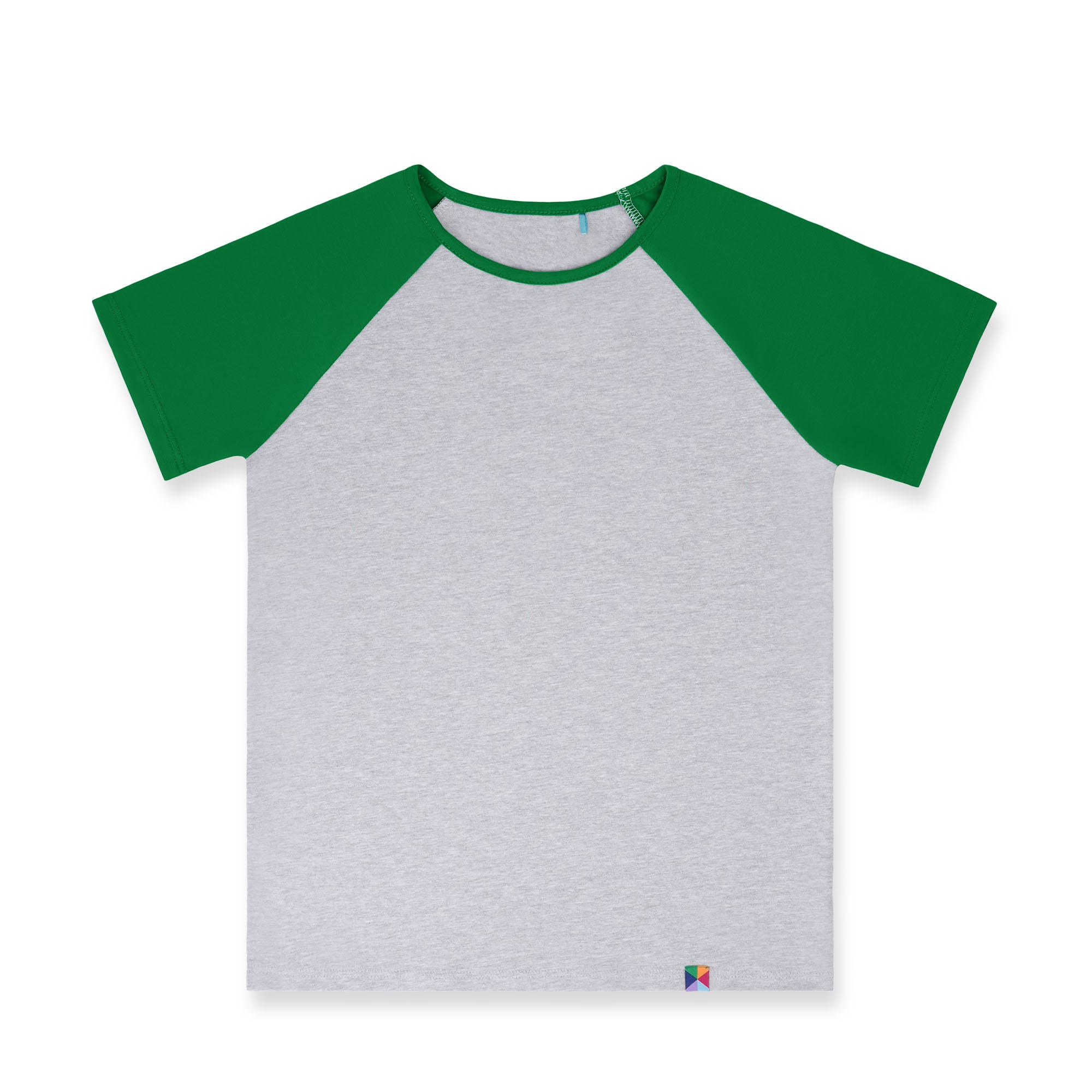 Szaro-zielona koszulka baseball z krótkim rękawem Junior