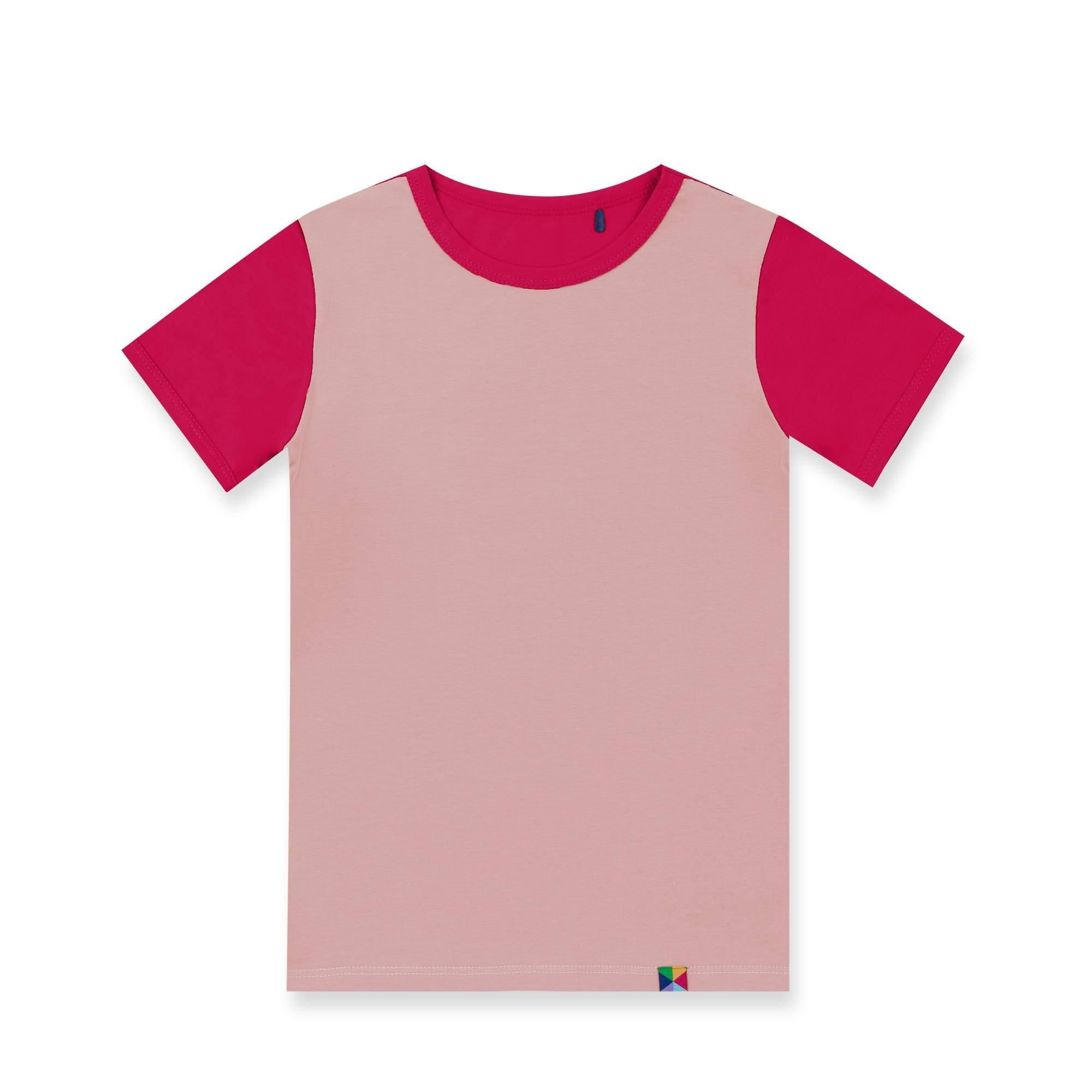 Pudroworóżowo-różowa koszulka dwukolorowa Junior