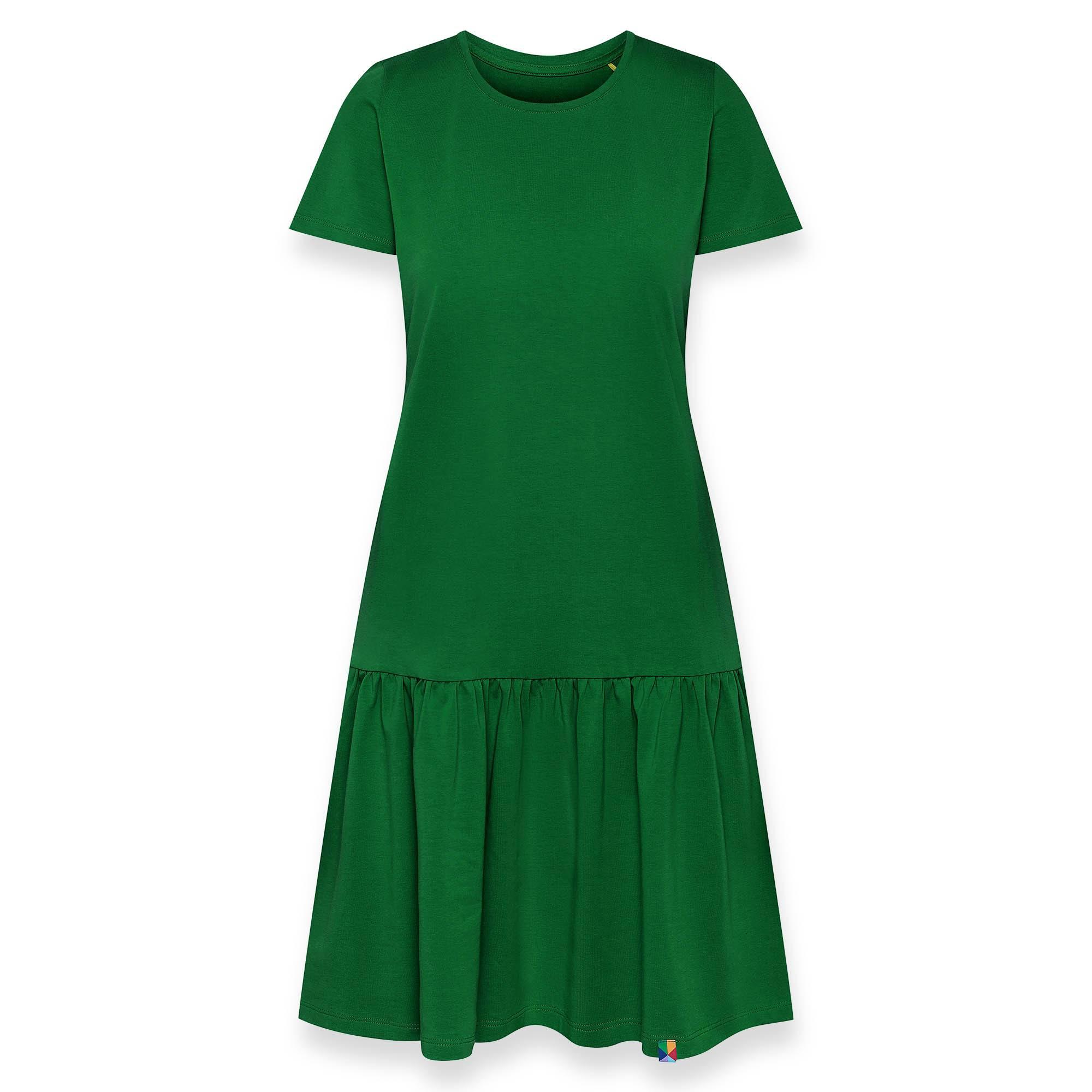 Zielona sukienka z falbanką damska