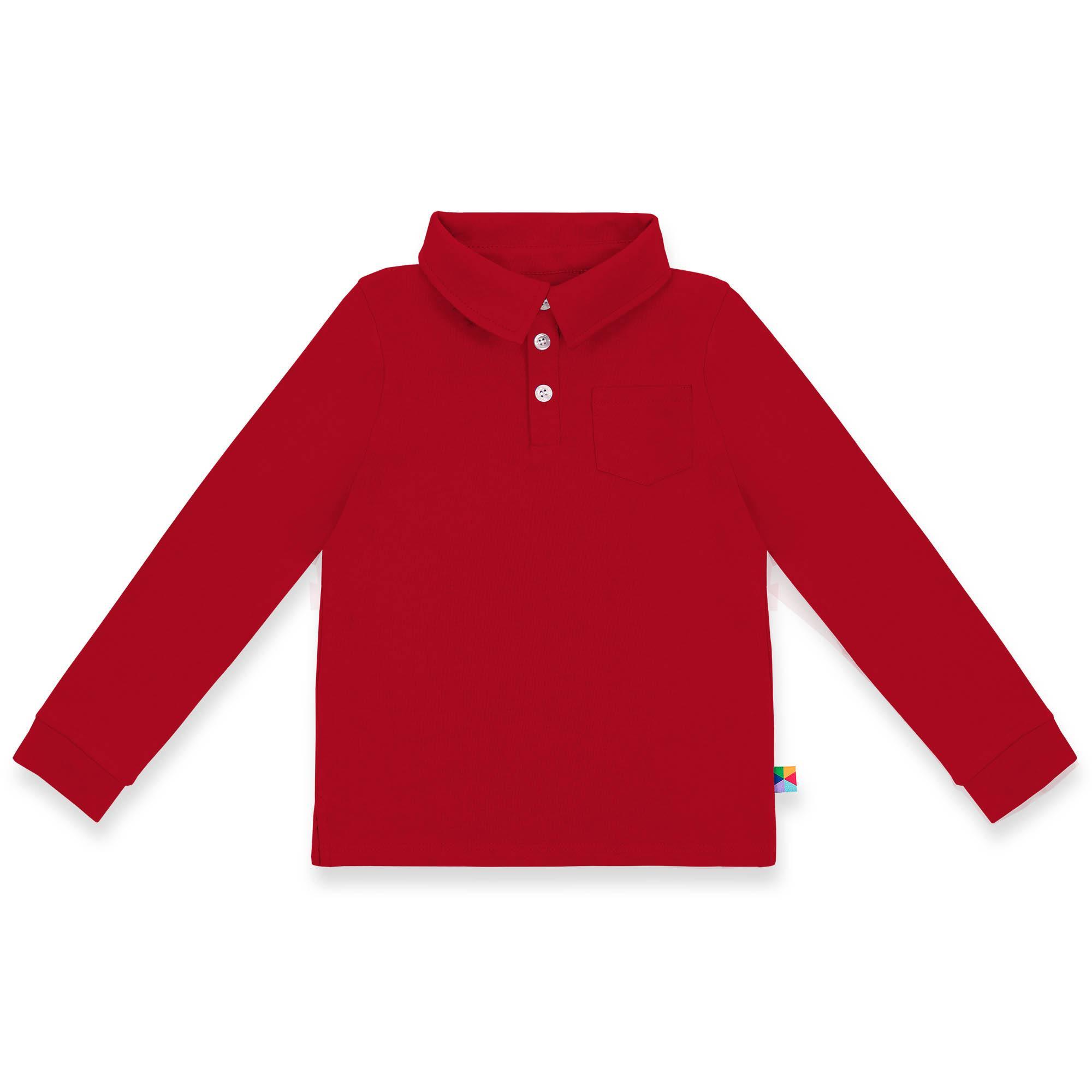 Czerwona koszulka Polo z długim rękawem