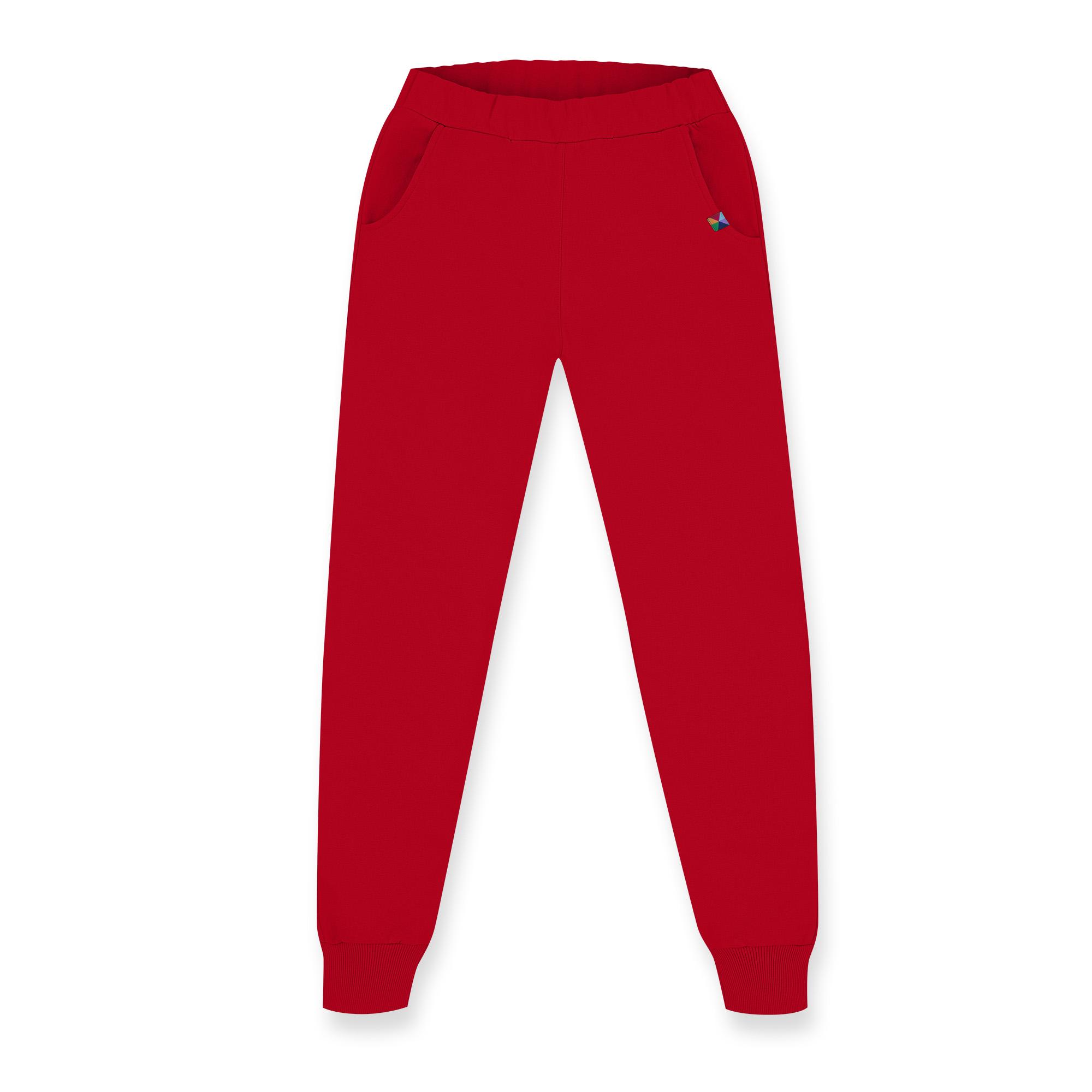 Czerwone spodnie dresowe ze ściągaczem damskie