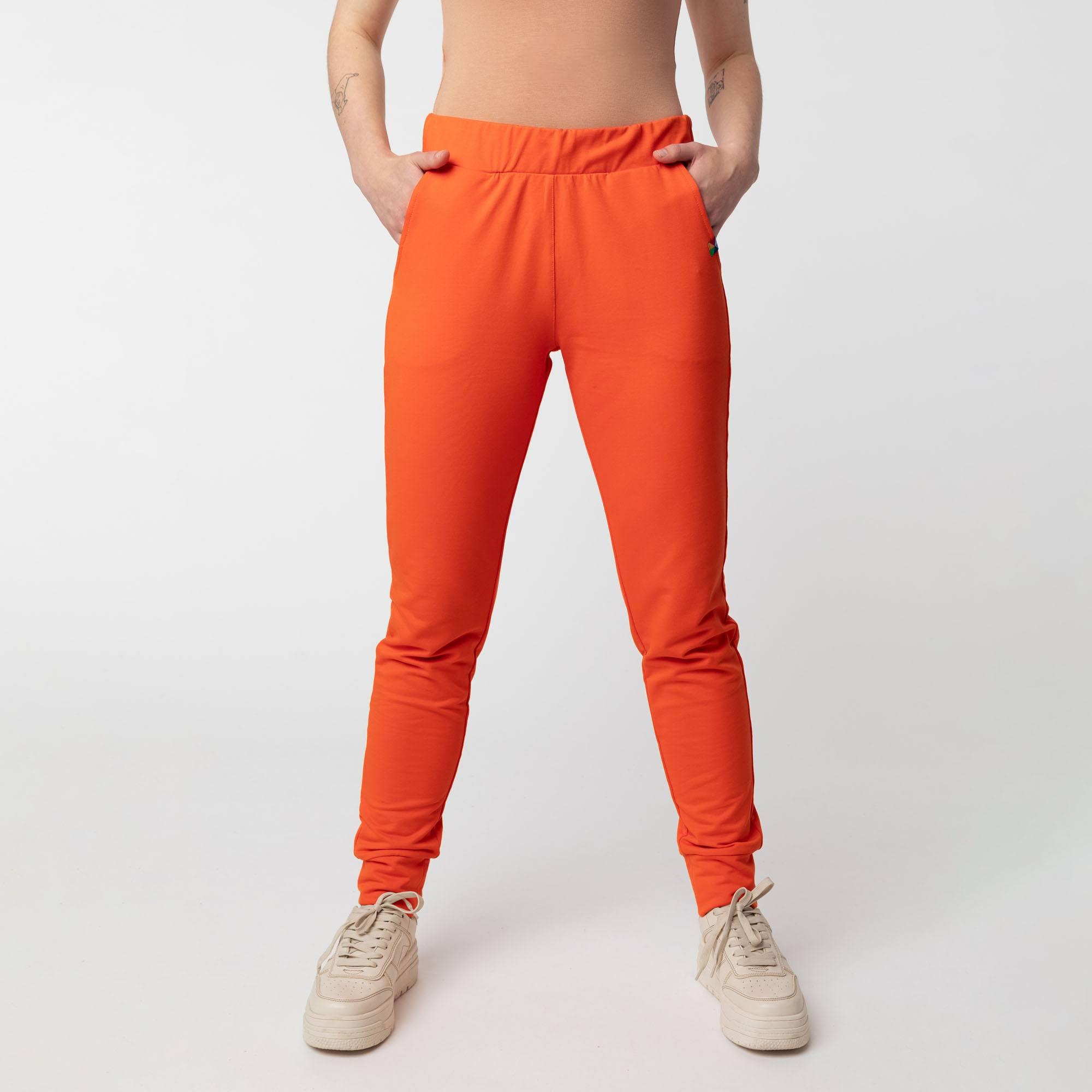 Pomarańczowe spodnie dresowe damskie