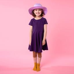 Fioletowa sukienka z krótkim rękawem