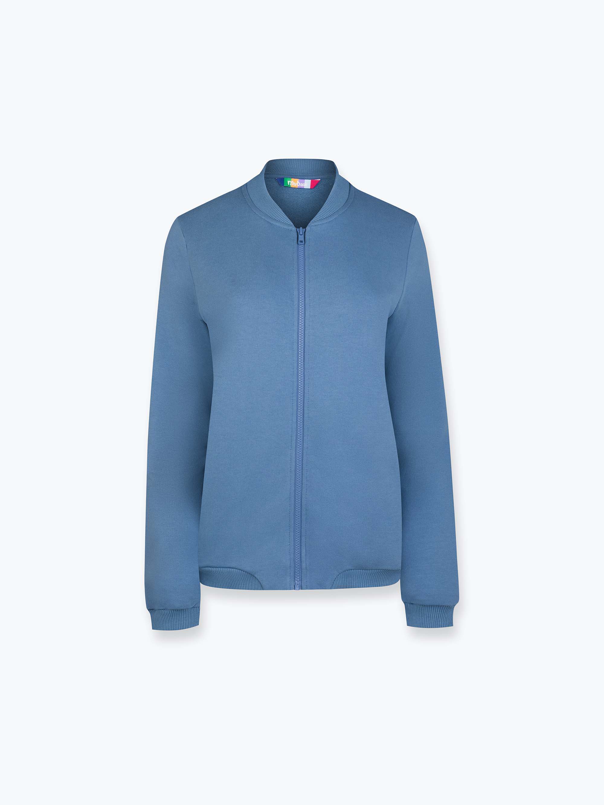 Sky blue zip-up crewneck sweatshirt Women