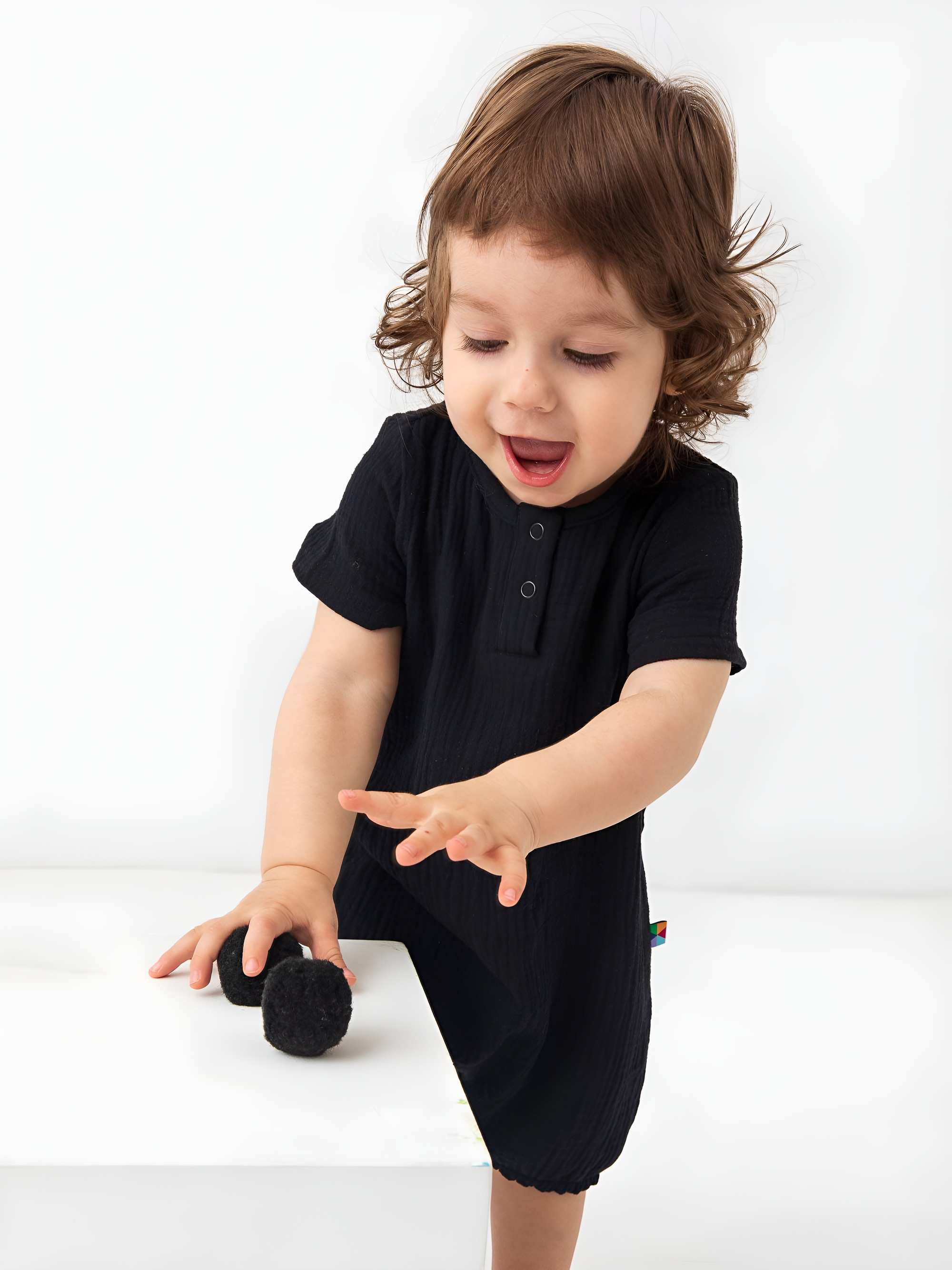 Black muslin romper Baby