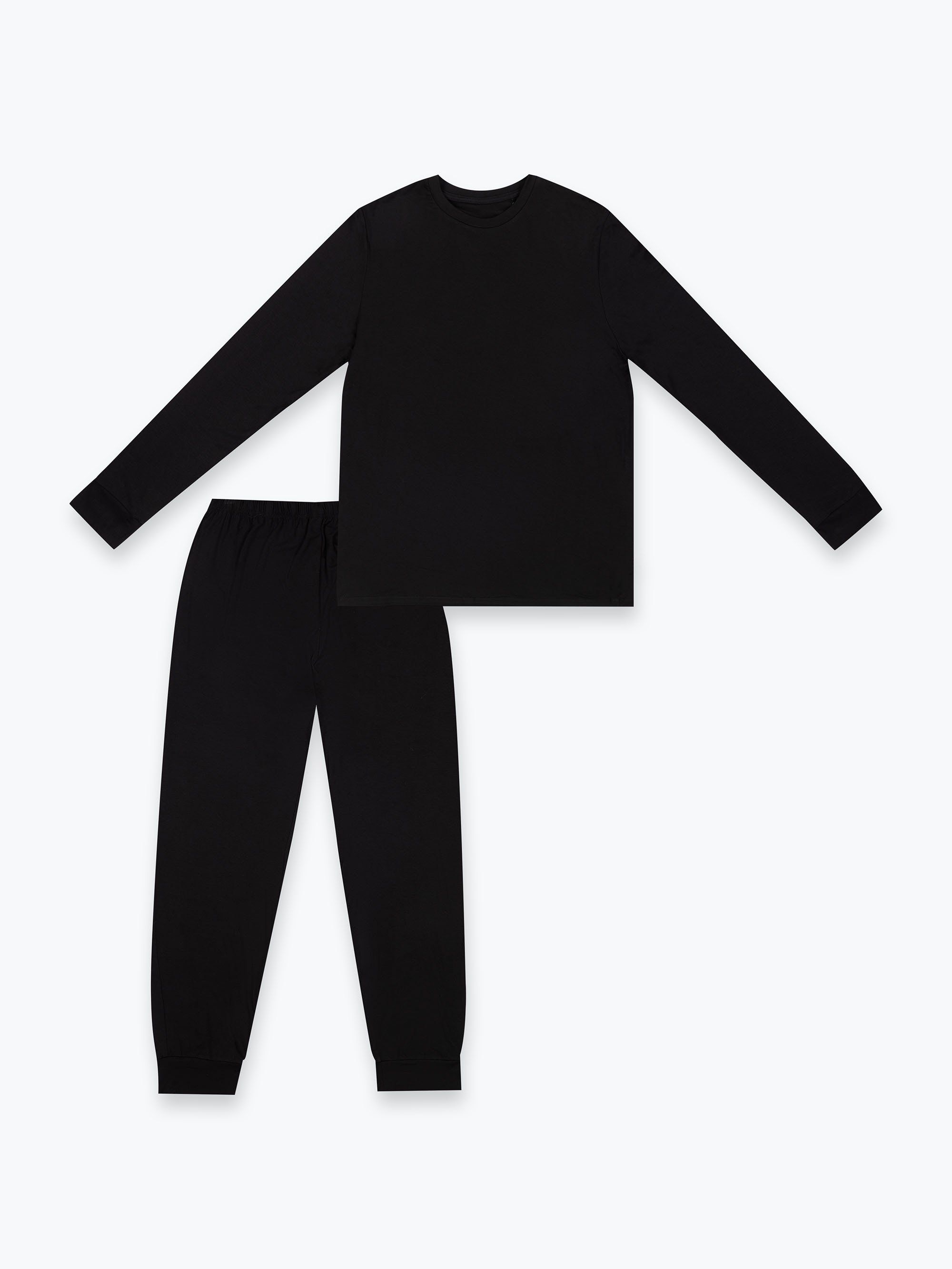 Black Men’s pajama set with long sleeves and legs