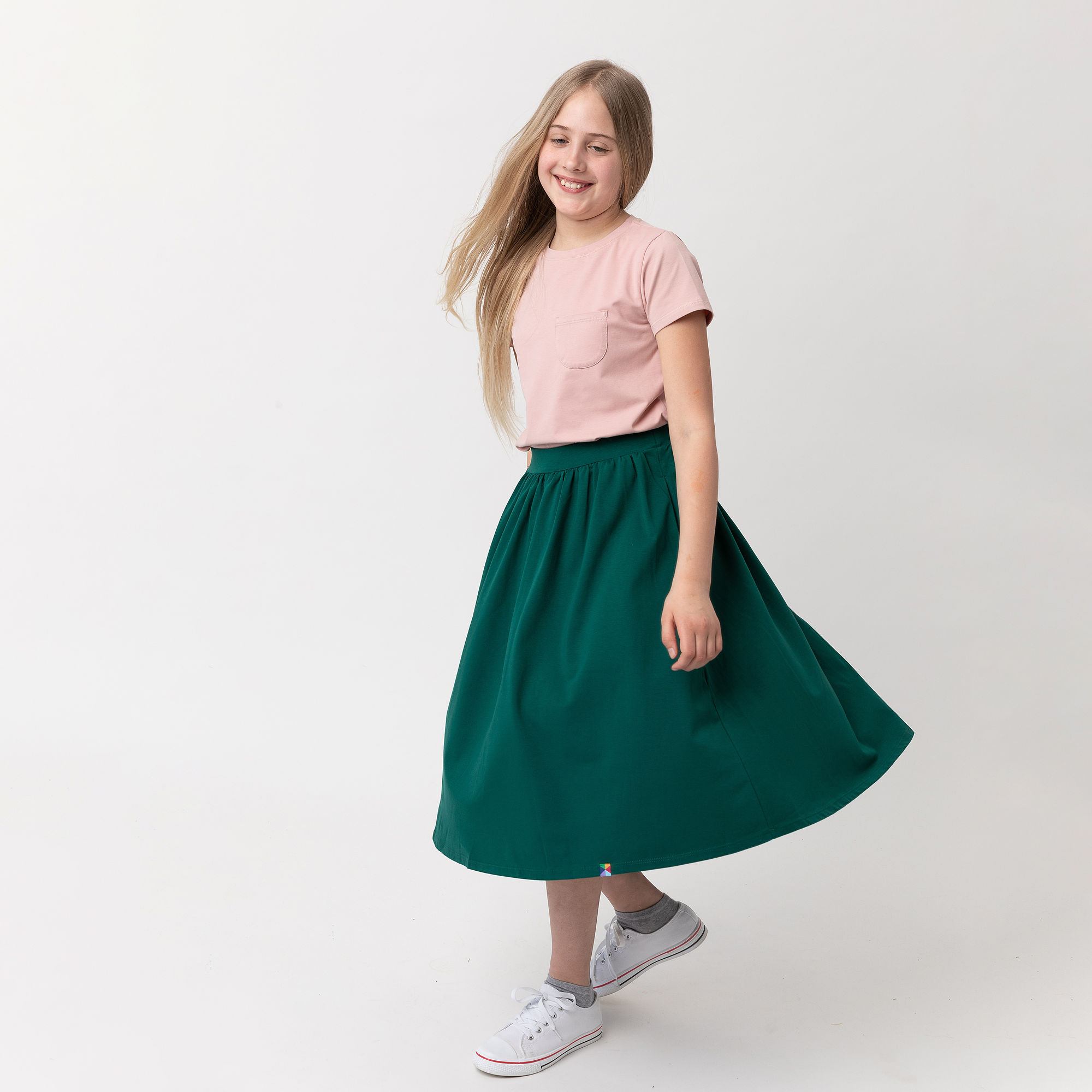 Pudroworóżowy T-shirt z kieszonką Junior