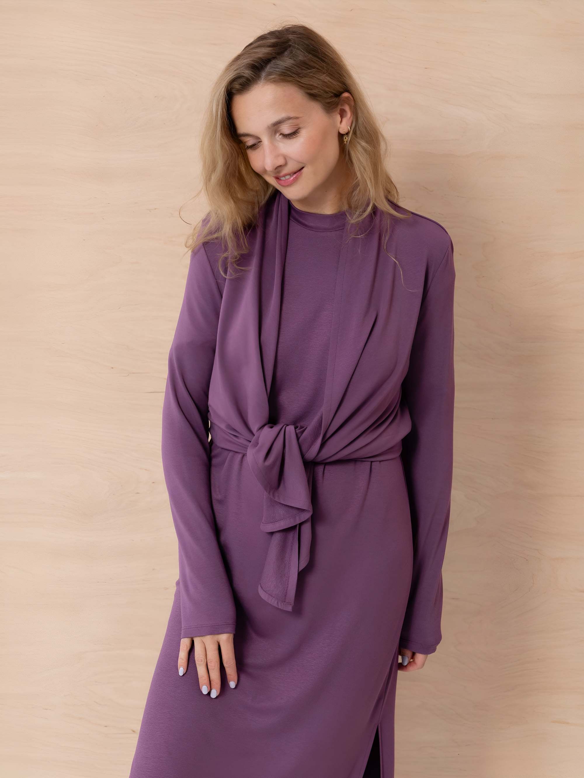 Plum dress with slits Women