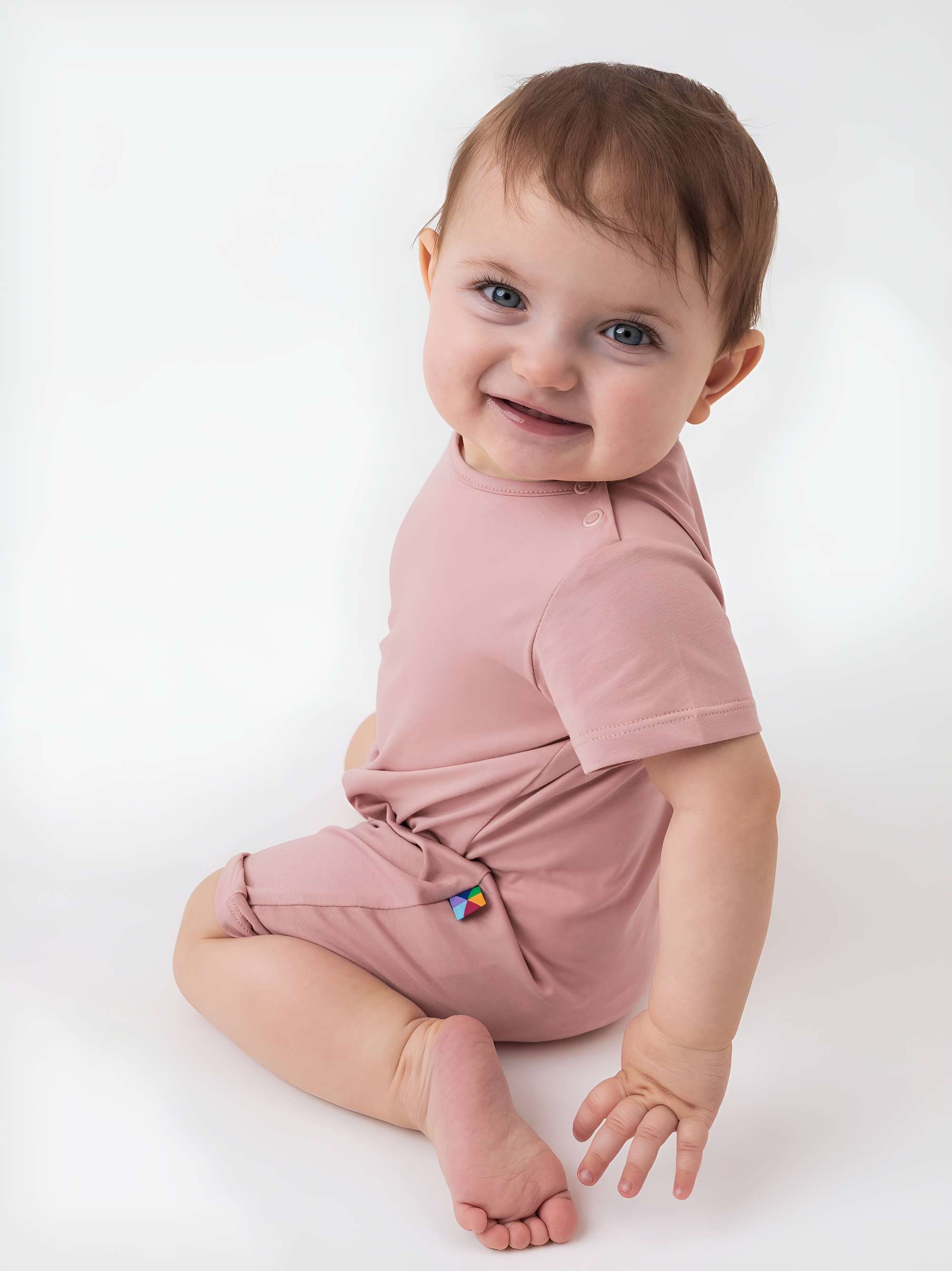 Powder pink short sleeve romper