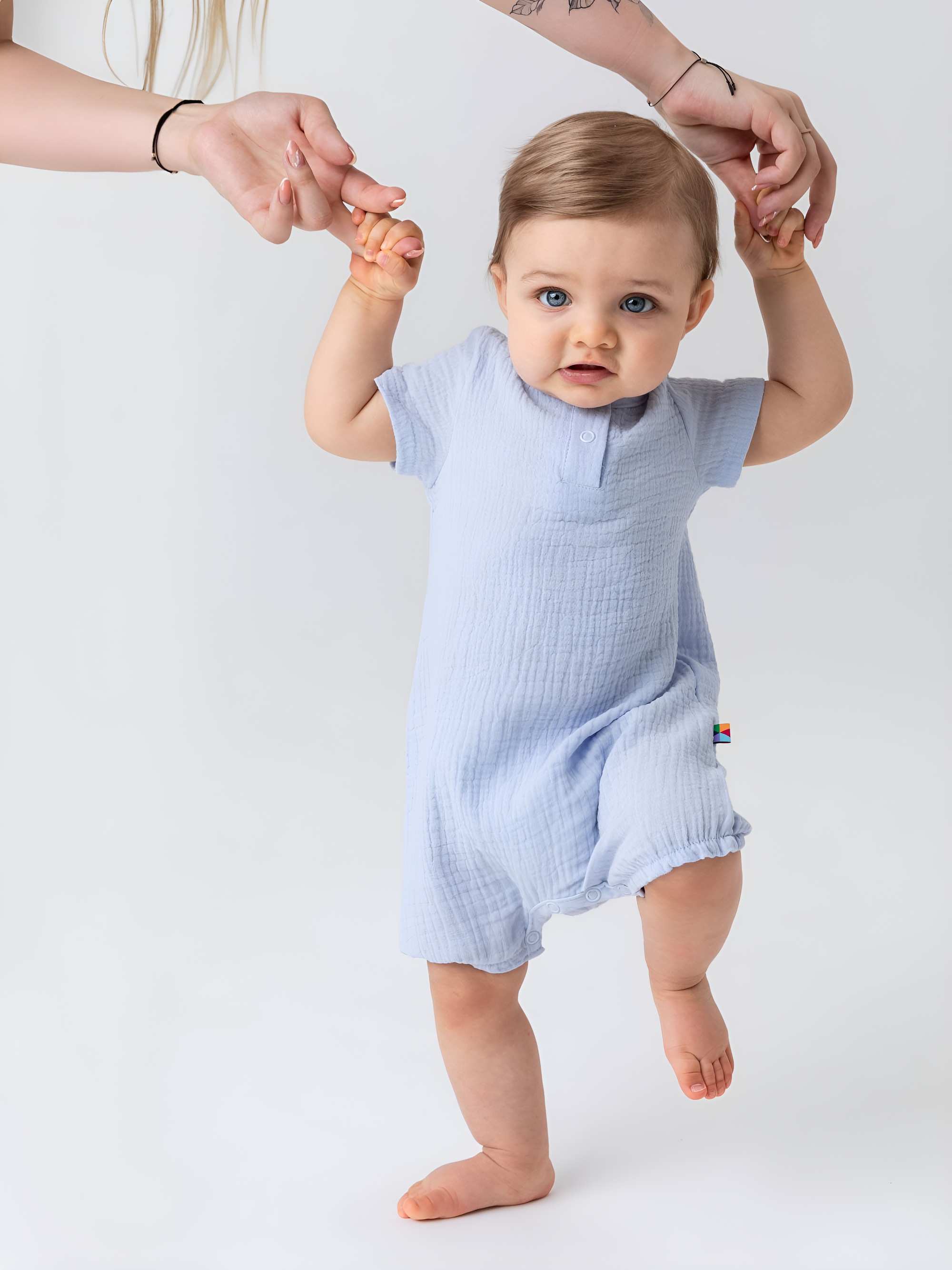 Light blue muslin romper Baby