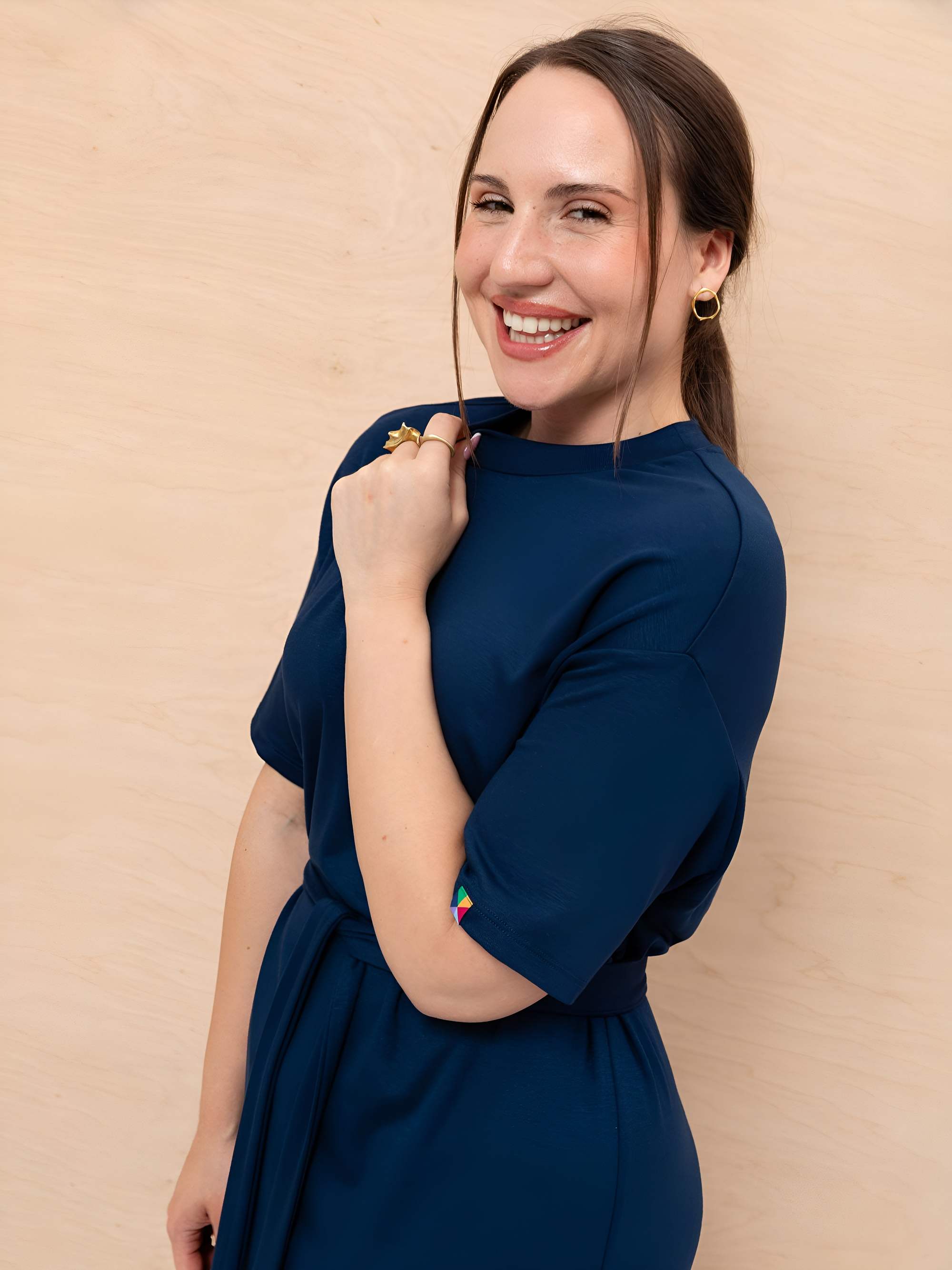 Navy blue dress with slits Women