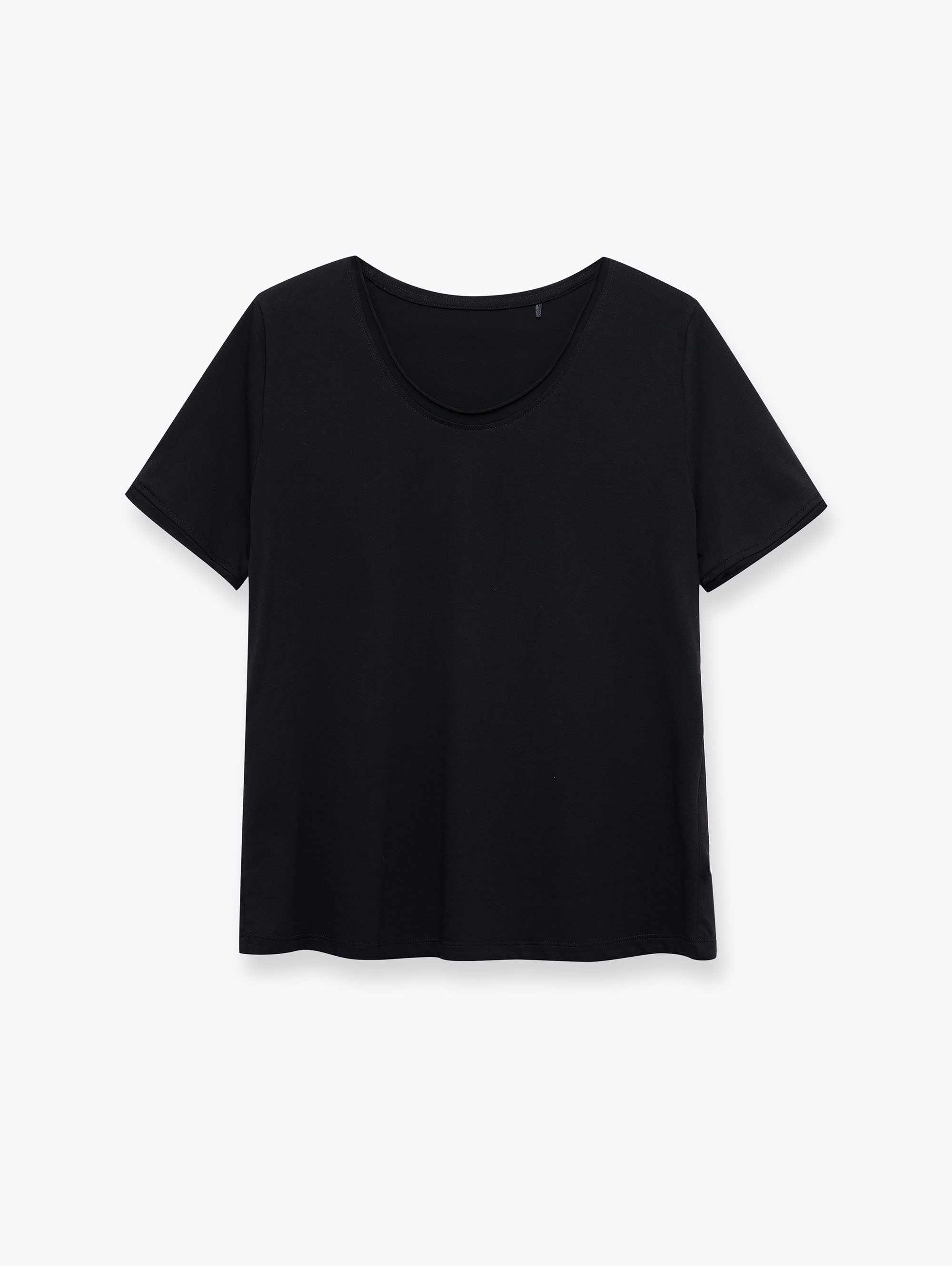 Czarny T-shirt z cienkiej dzianiny damski