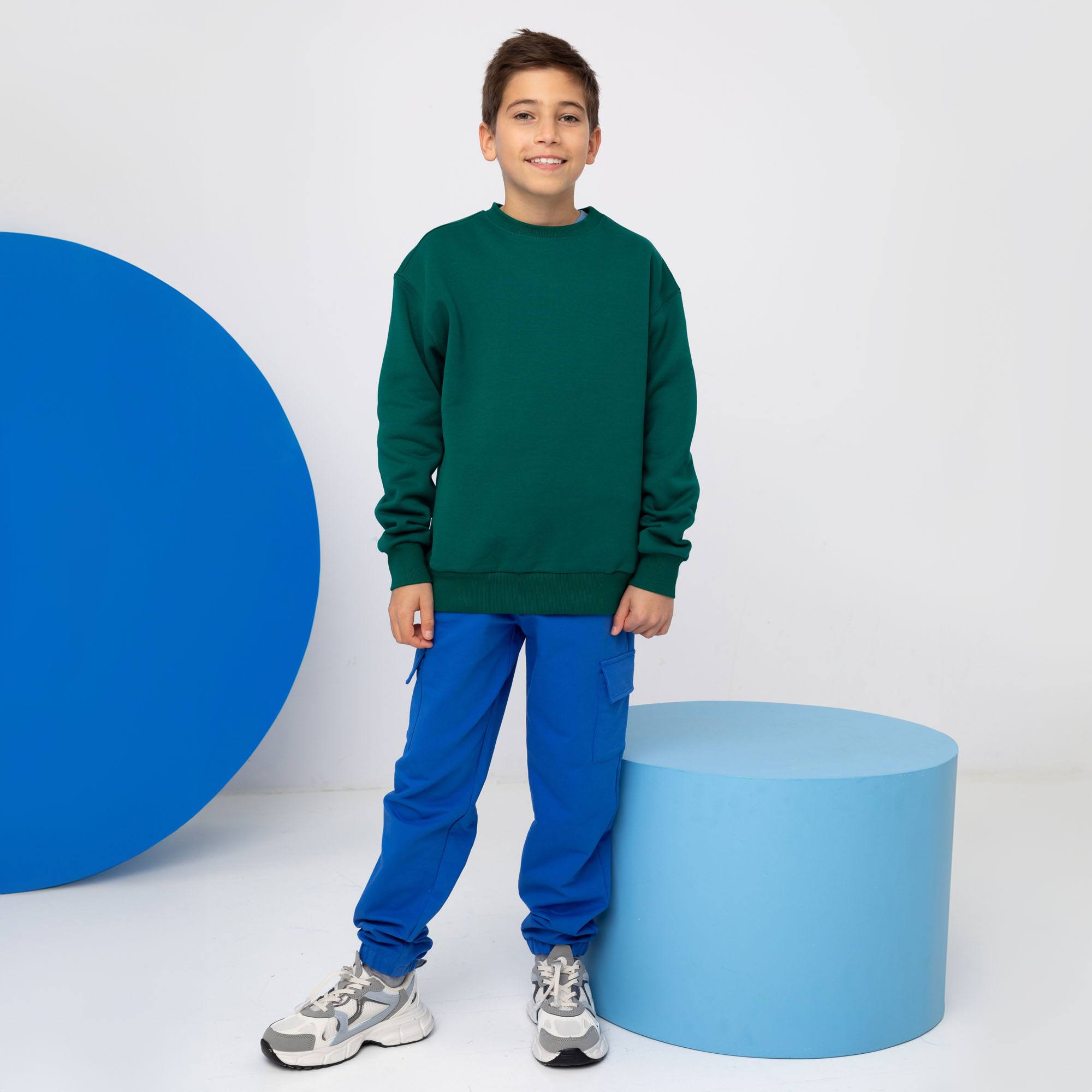 Butelkowozielona bluza dresowa ocieplana Junior
