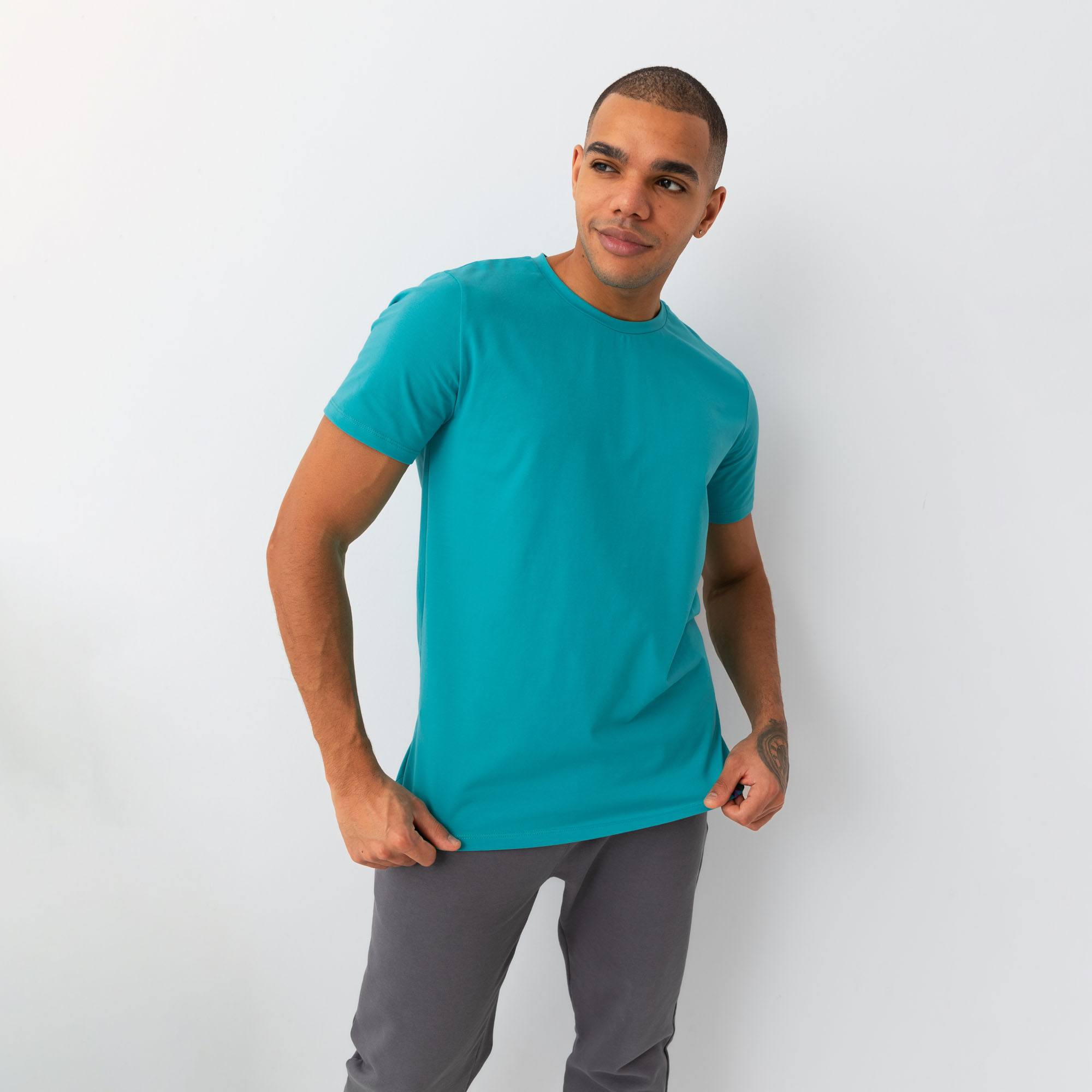 Turkusowy T-shirt męski