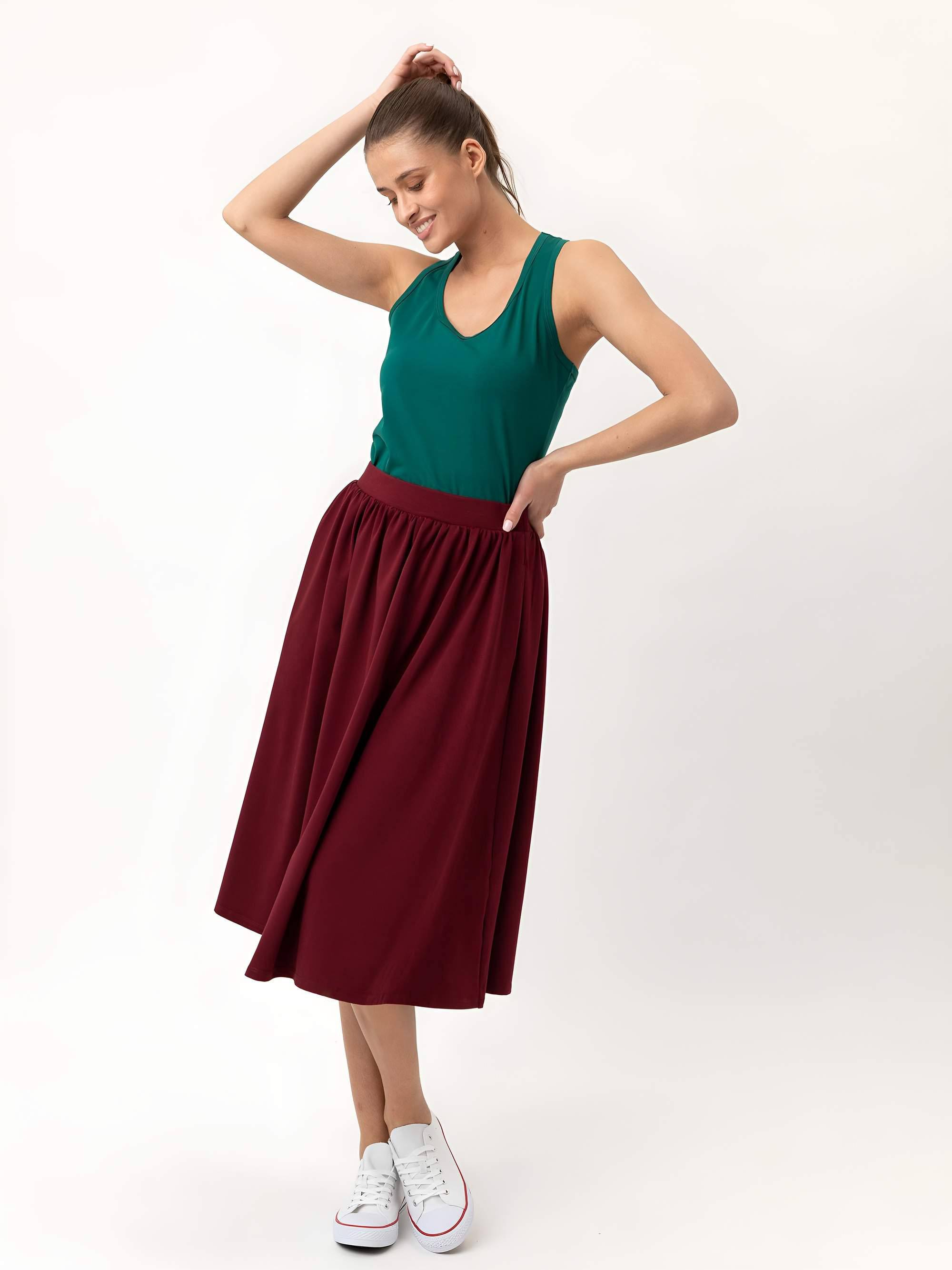 Burgundy midi skirt Women