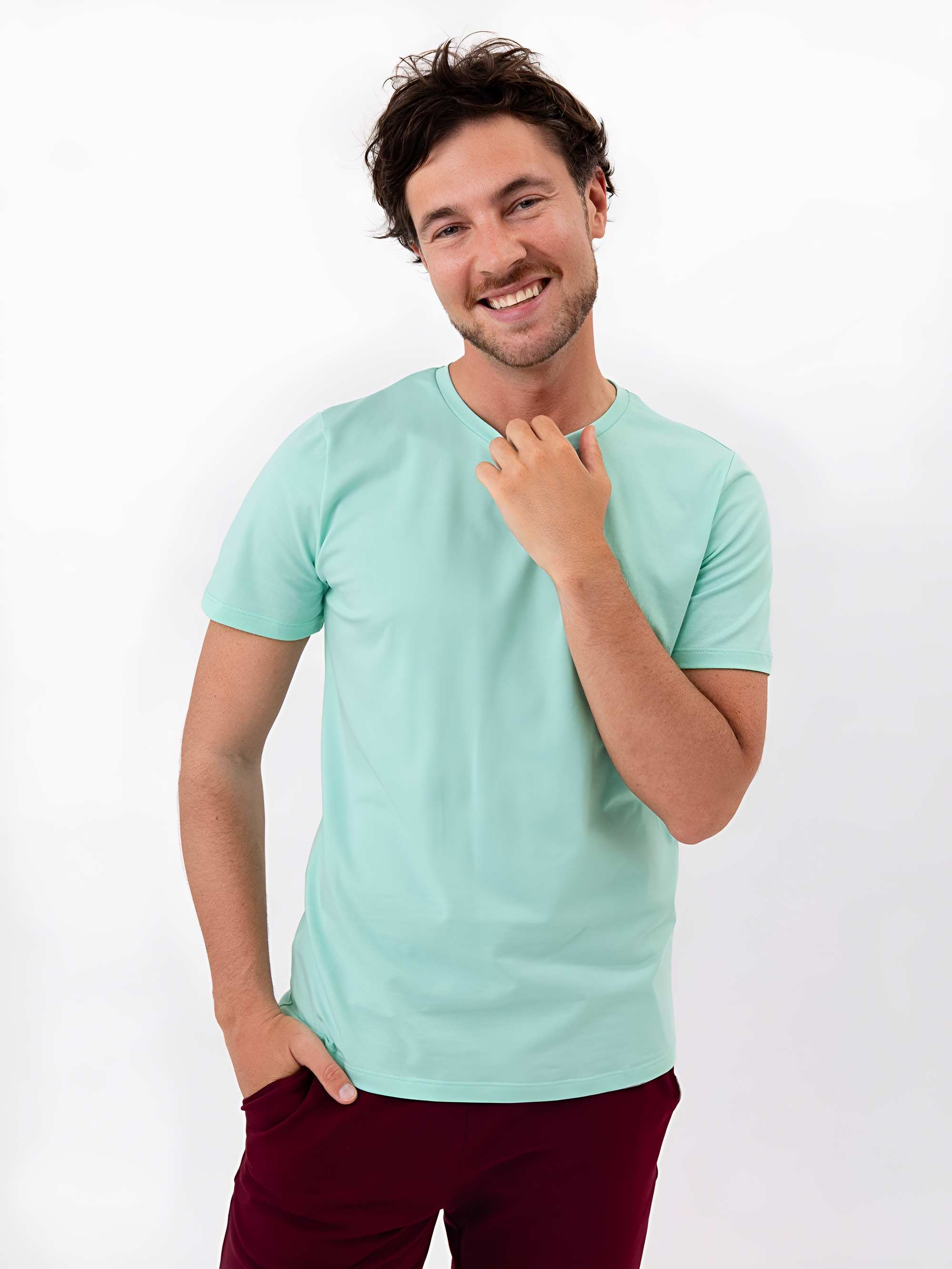 Miętowy T-shirt męski