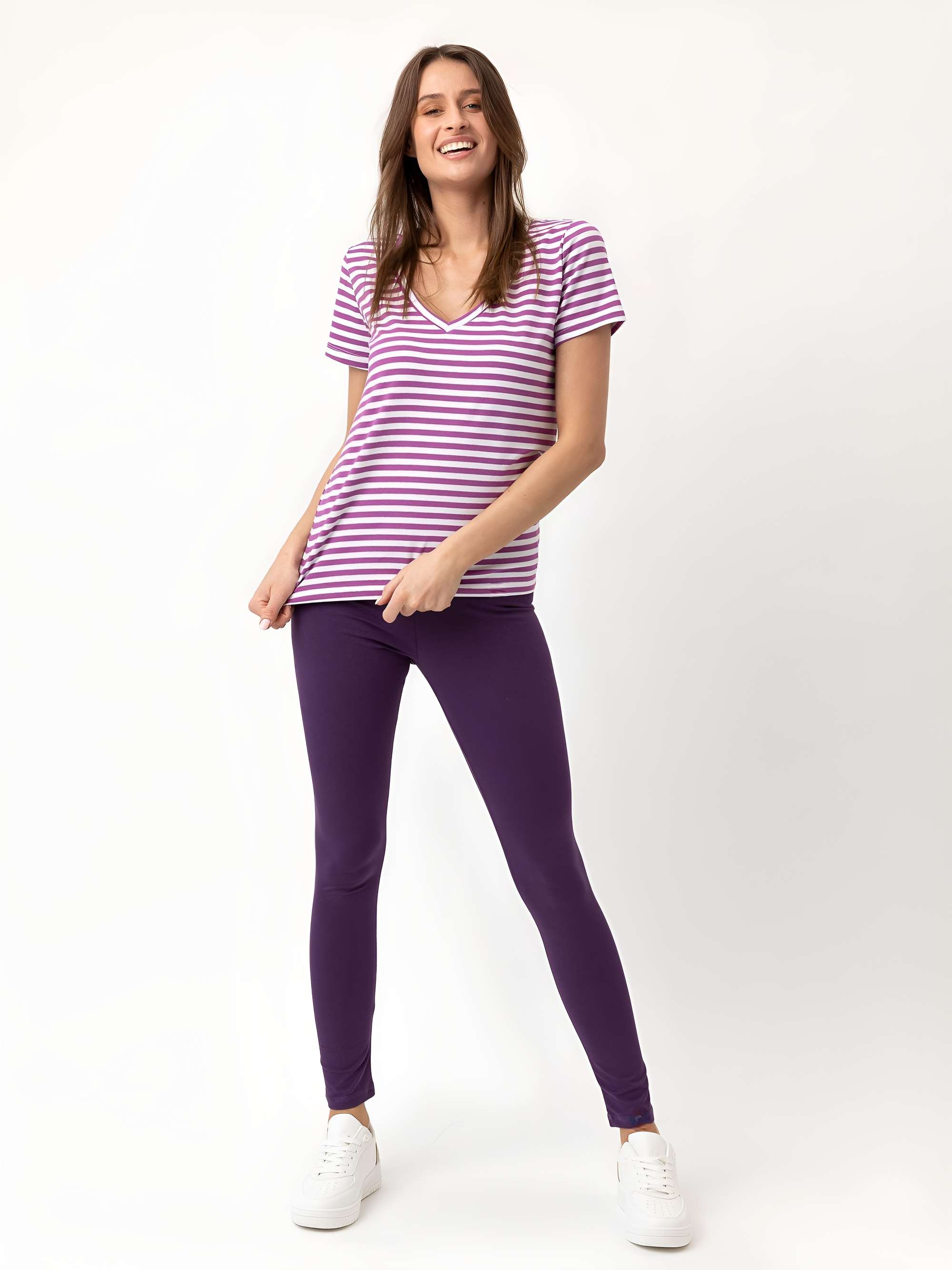 Fioletowe legginsy damskie