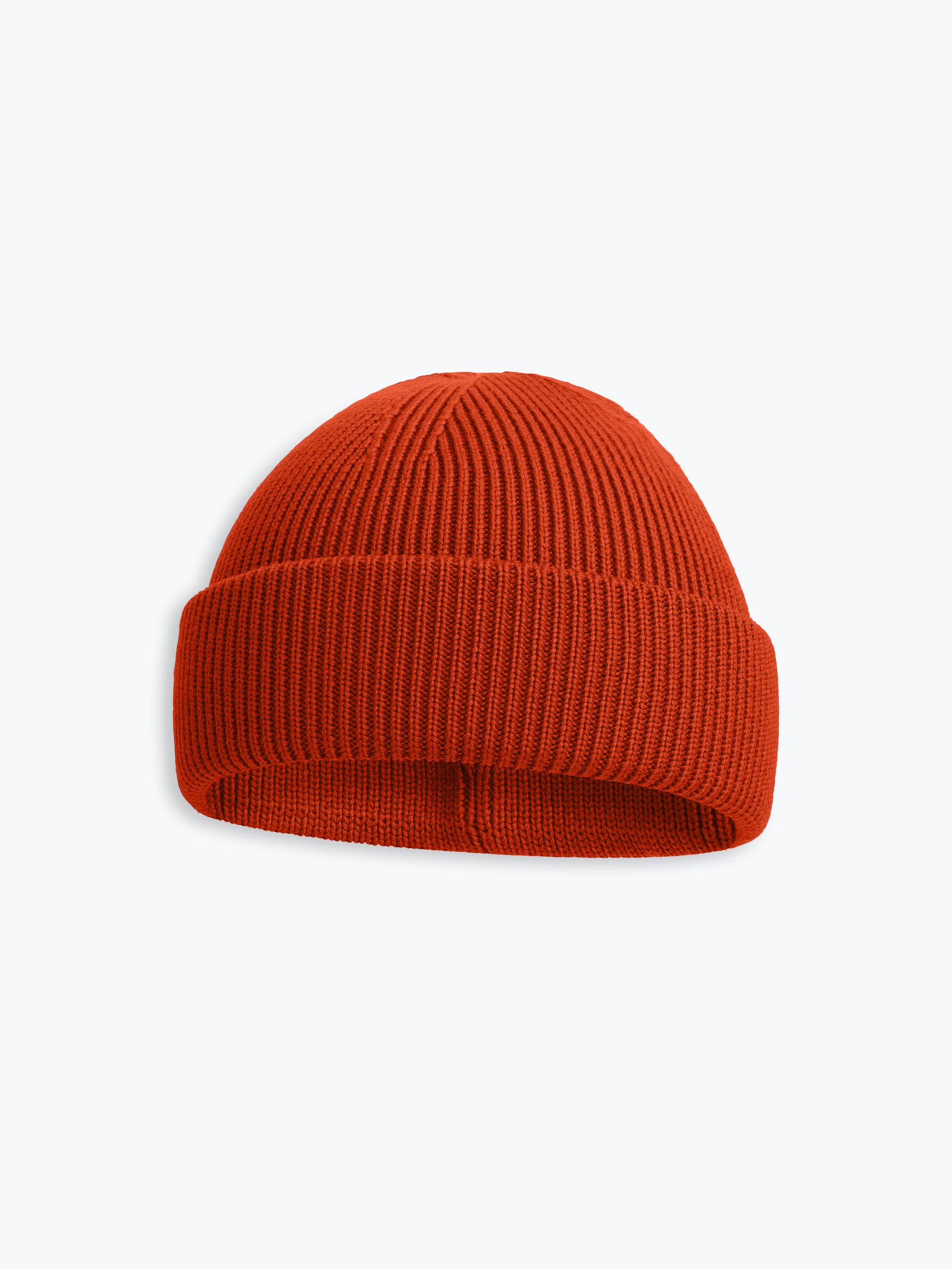 Brick red Merino Double Cuff Beanie