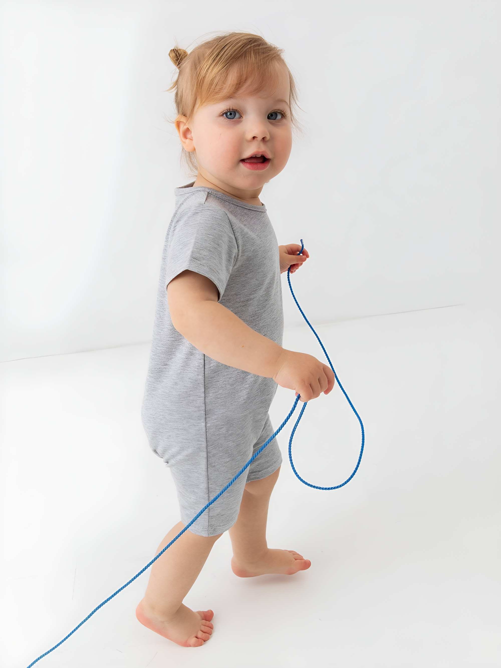Grey melange short sleeve romper