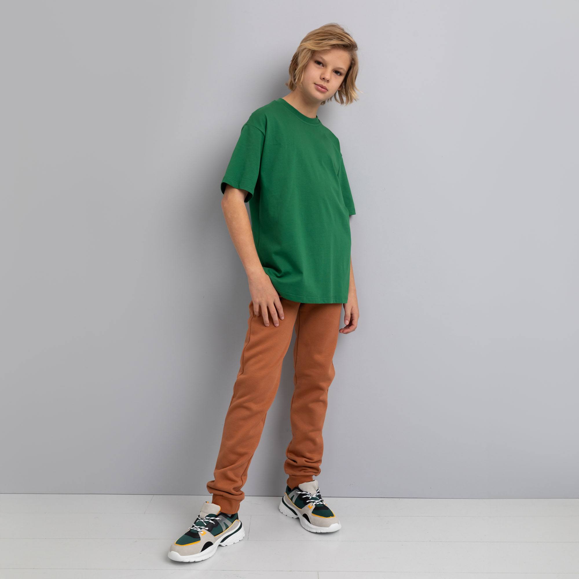 Ciemnozielony T-shirt oversize Junior