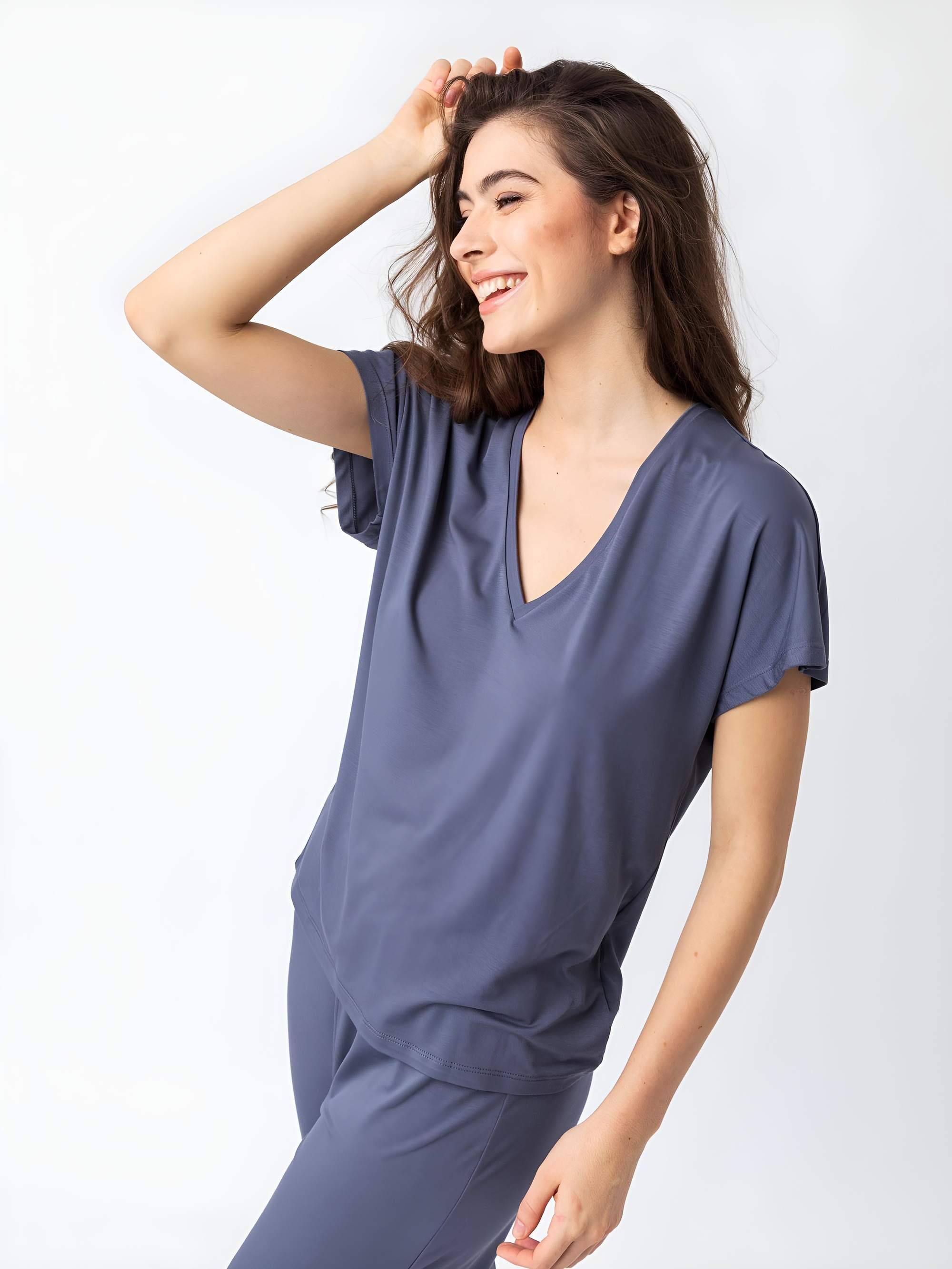 Indigo short sleeve pajama top Women