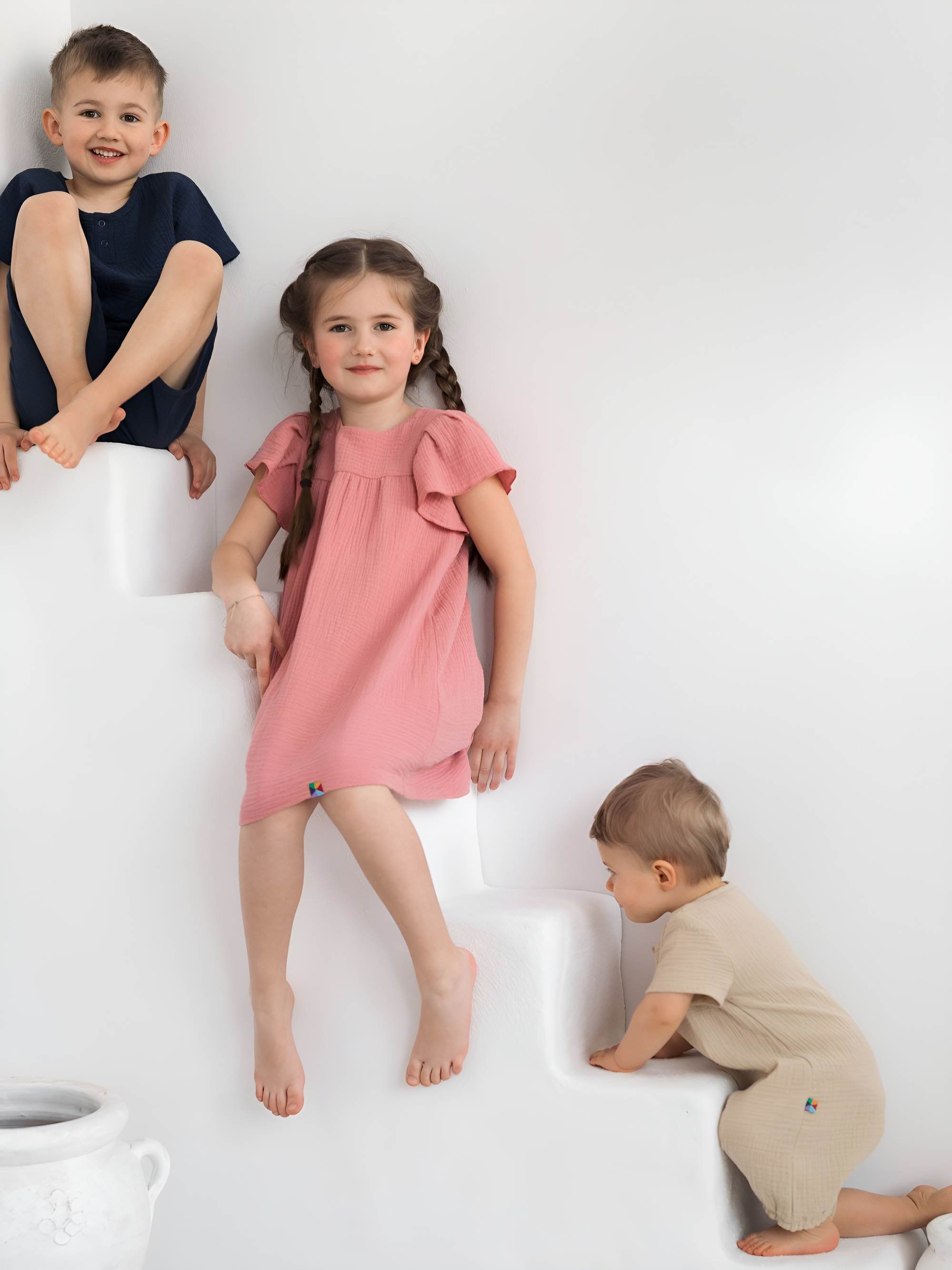 Beige muslin romper Baby