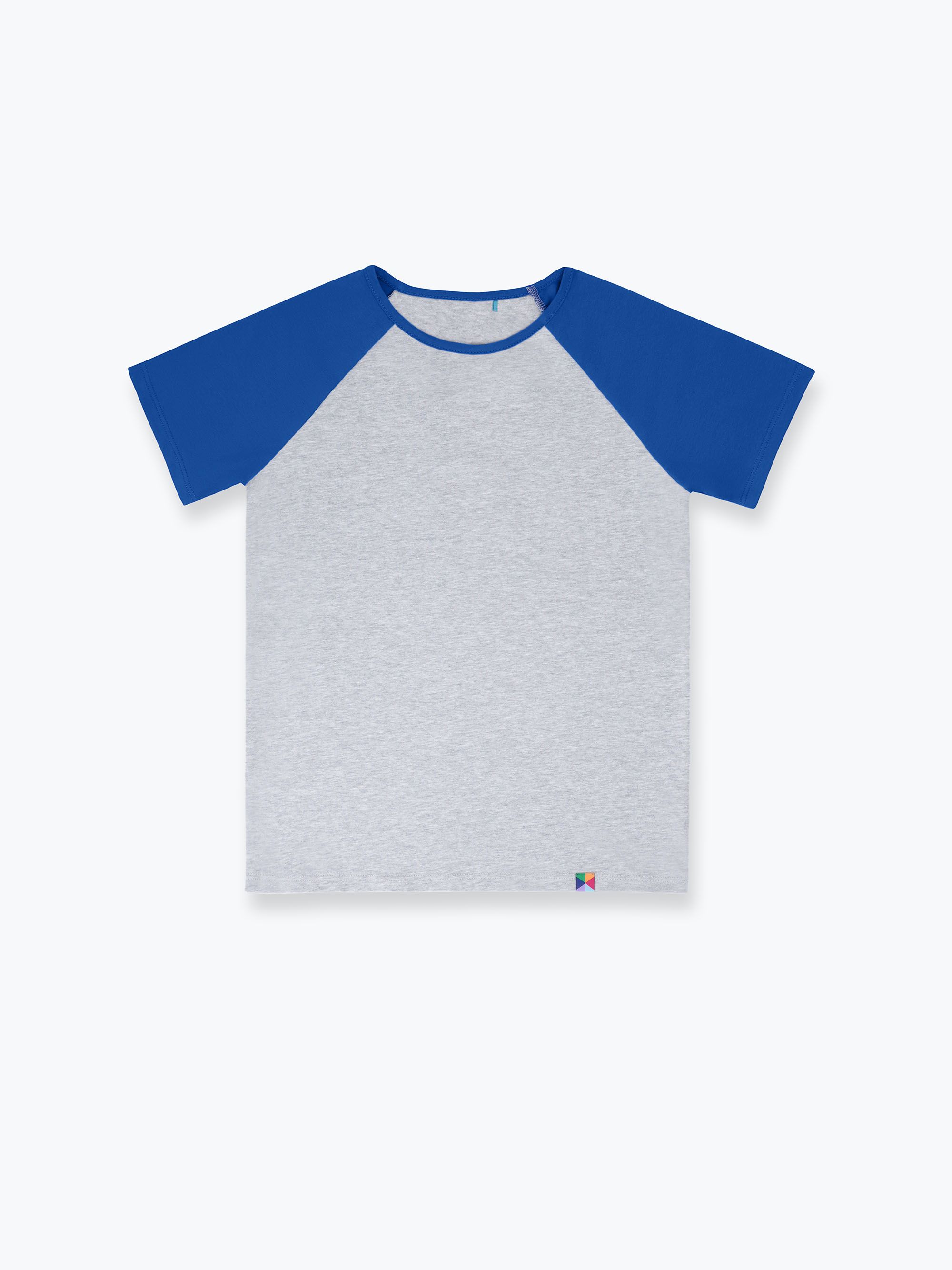 Szaro-niebieska koszulka baseball z krótkim rękawem