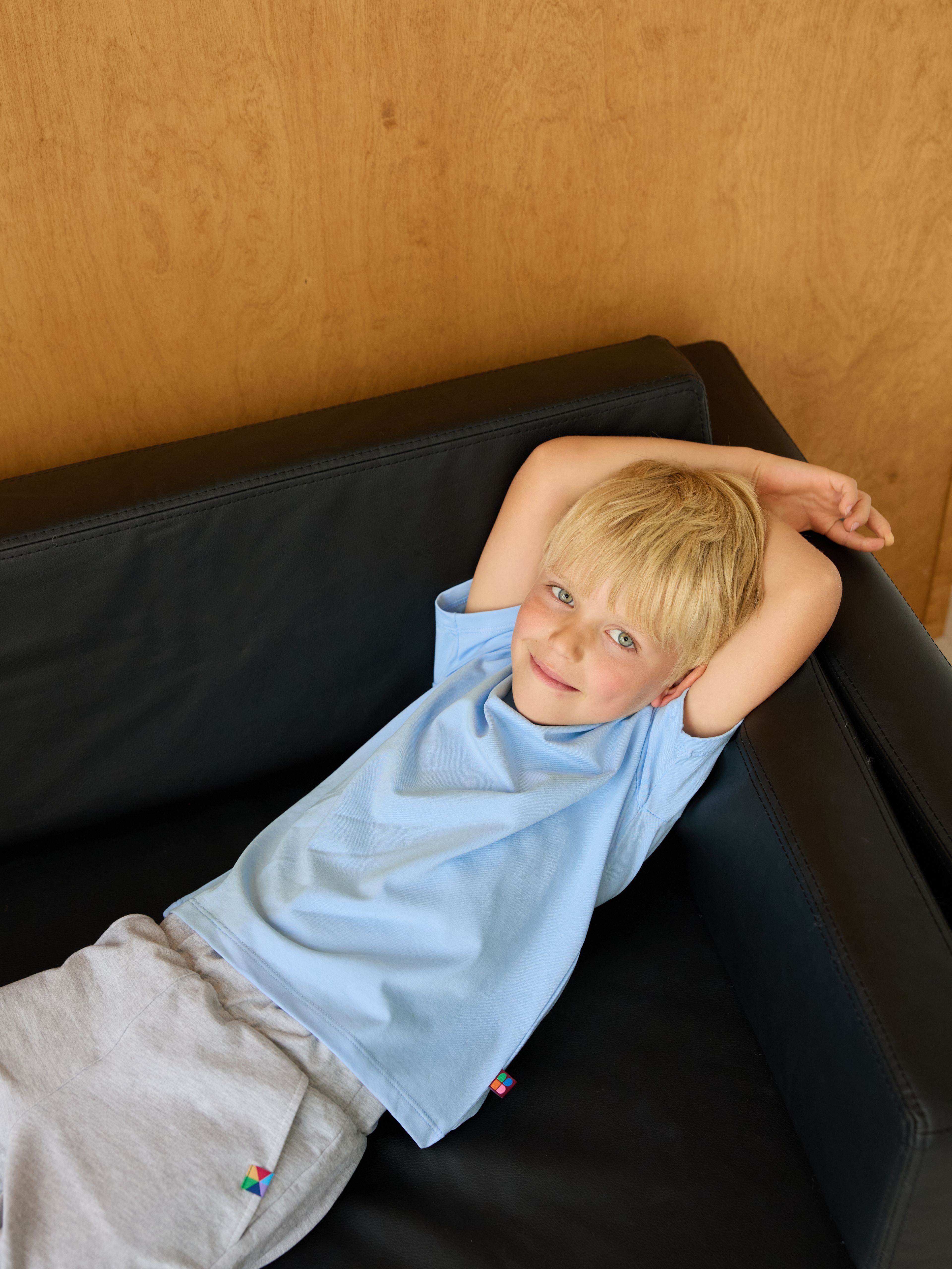 Light blue Ribbed Trim T-Shirt Junior