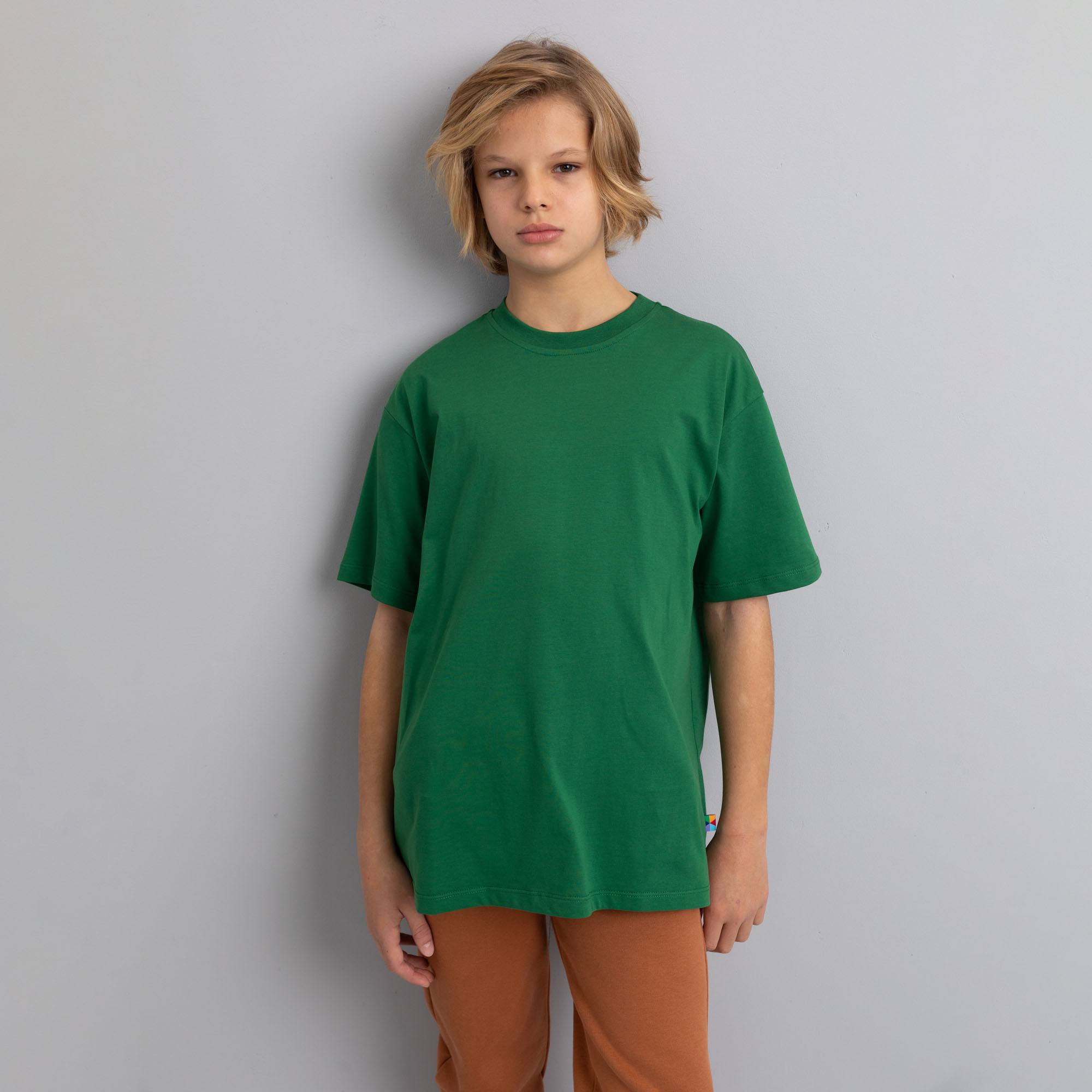 Ciemnozielony T-shirt oversize Junior