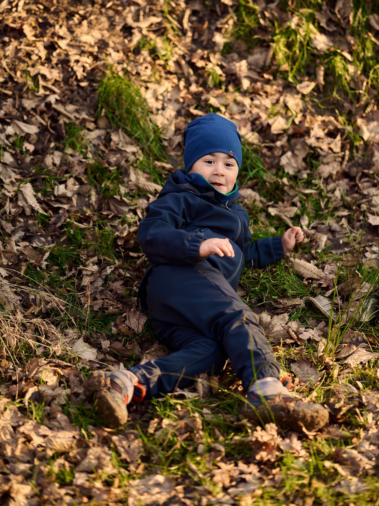 Navy blue-green Reversible Beanie & Neck Warmer Set Junior