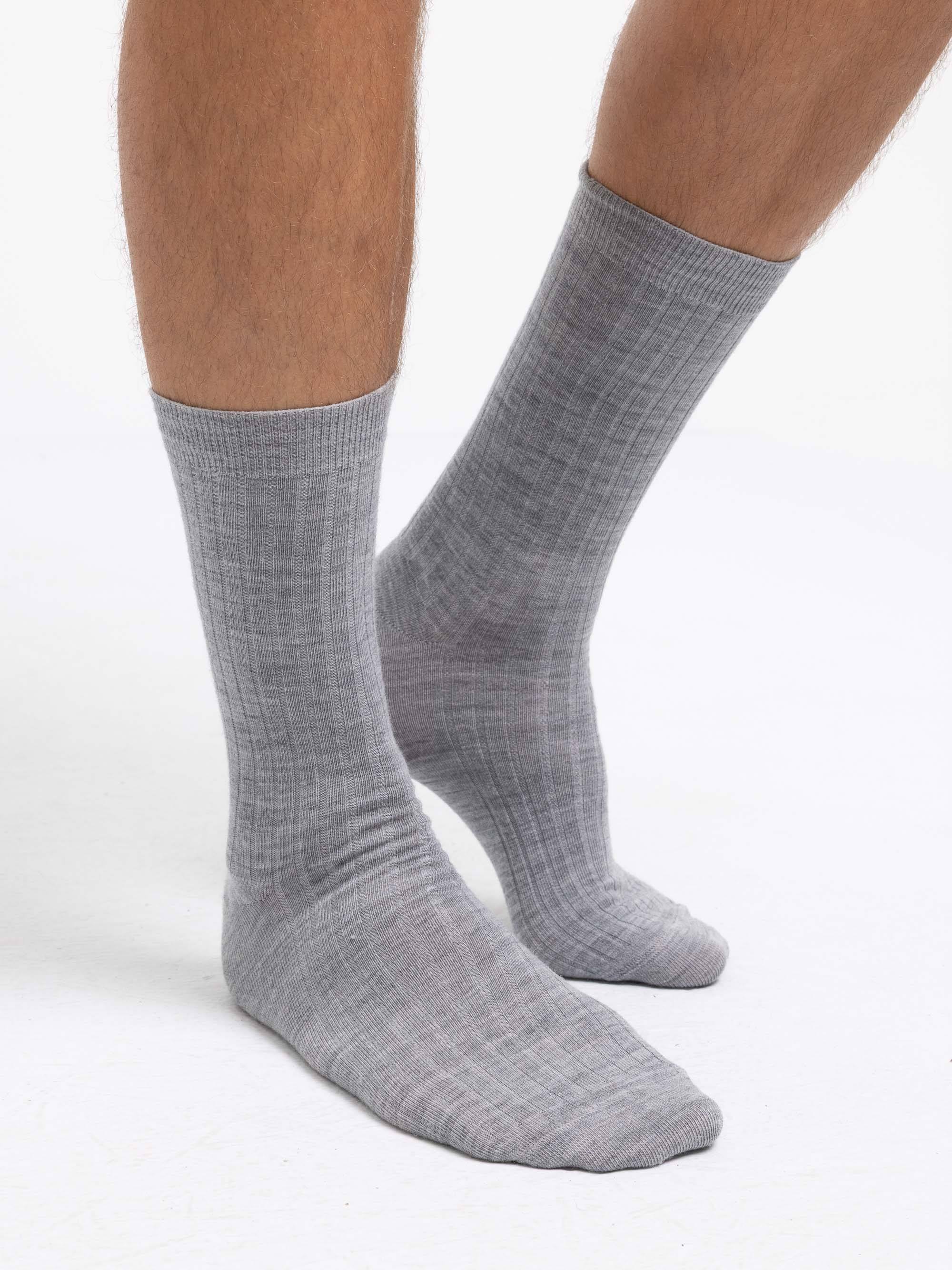 Szary zestaw skarpet z wełny merino 3-pack