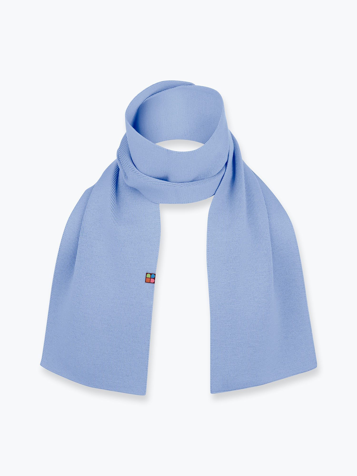 Sky blue fine knit merino wool scarf kids