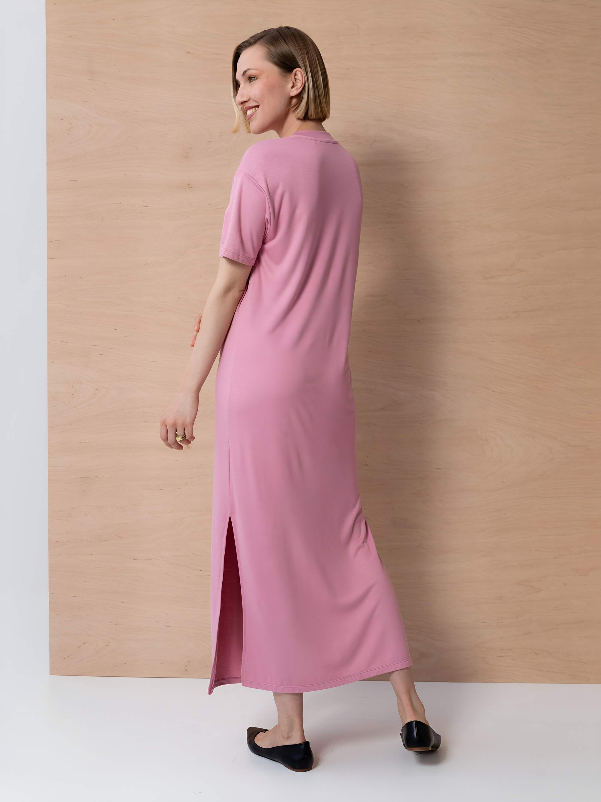 Dusty pink dress with slits Women