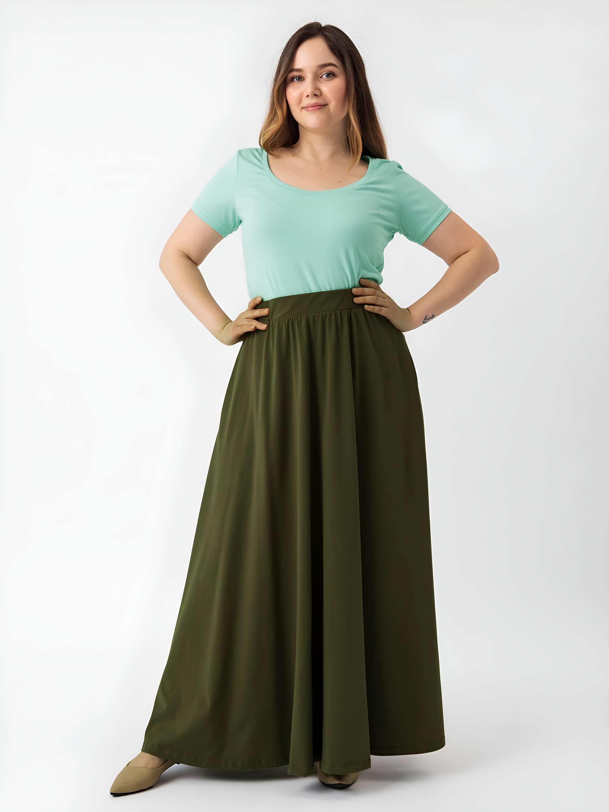 Khaki spódnica maxi damska