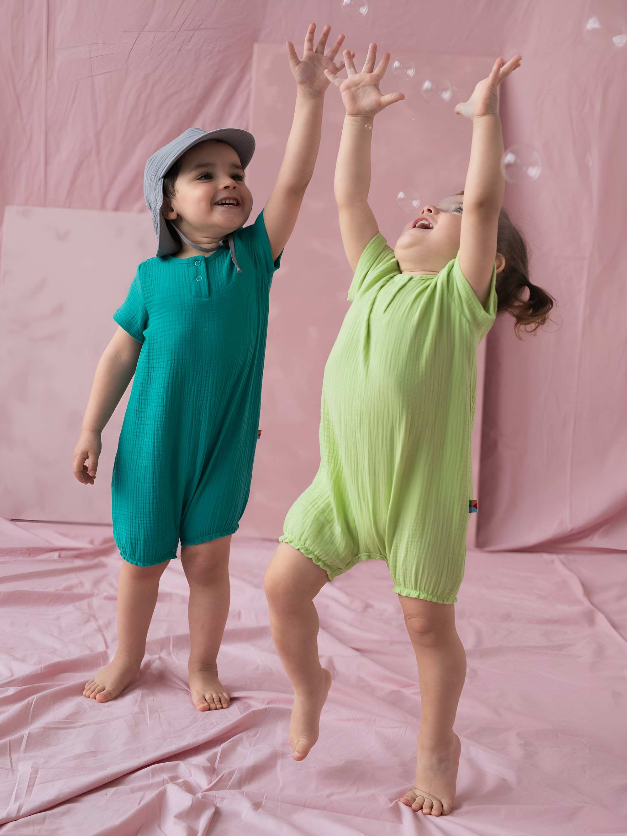 Turquoise muslin romper Baby
