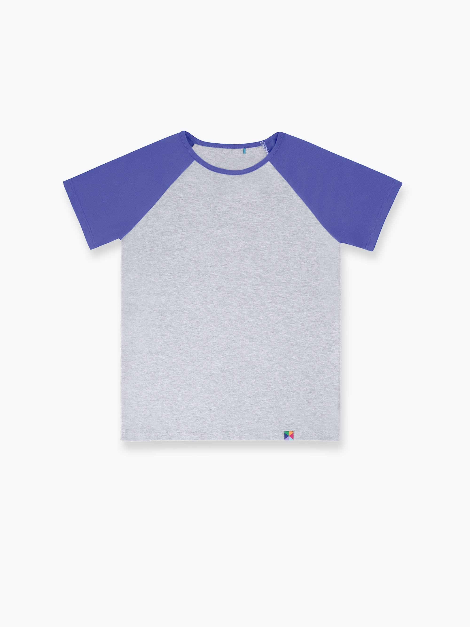 Szaro-barwinkowa koszulka baseball z krótkim rękawem Junior