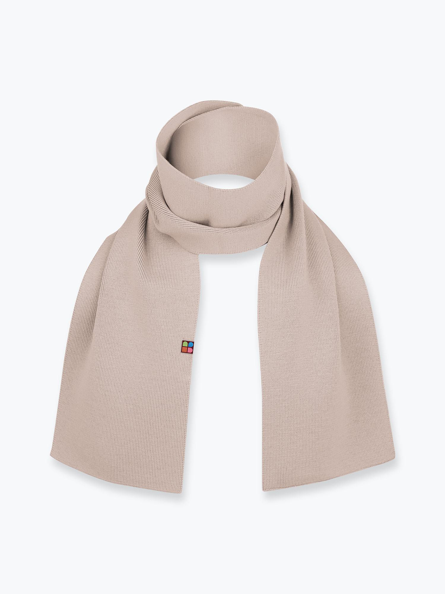 Beige fine knit merino wool scarf kids