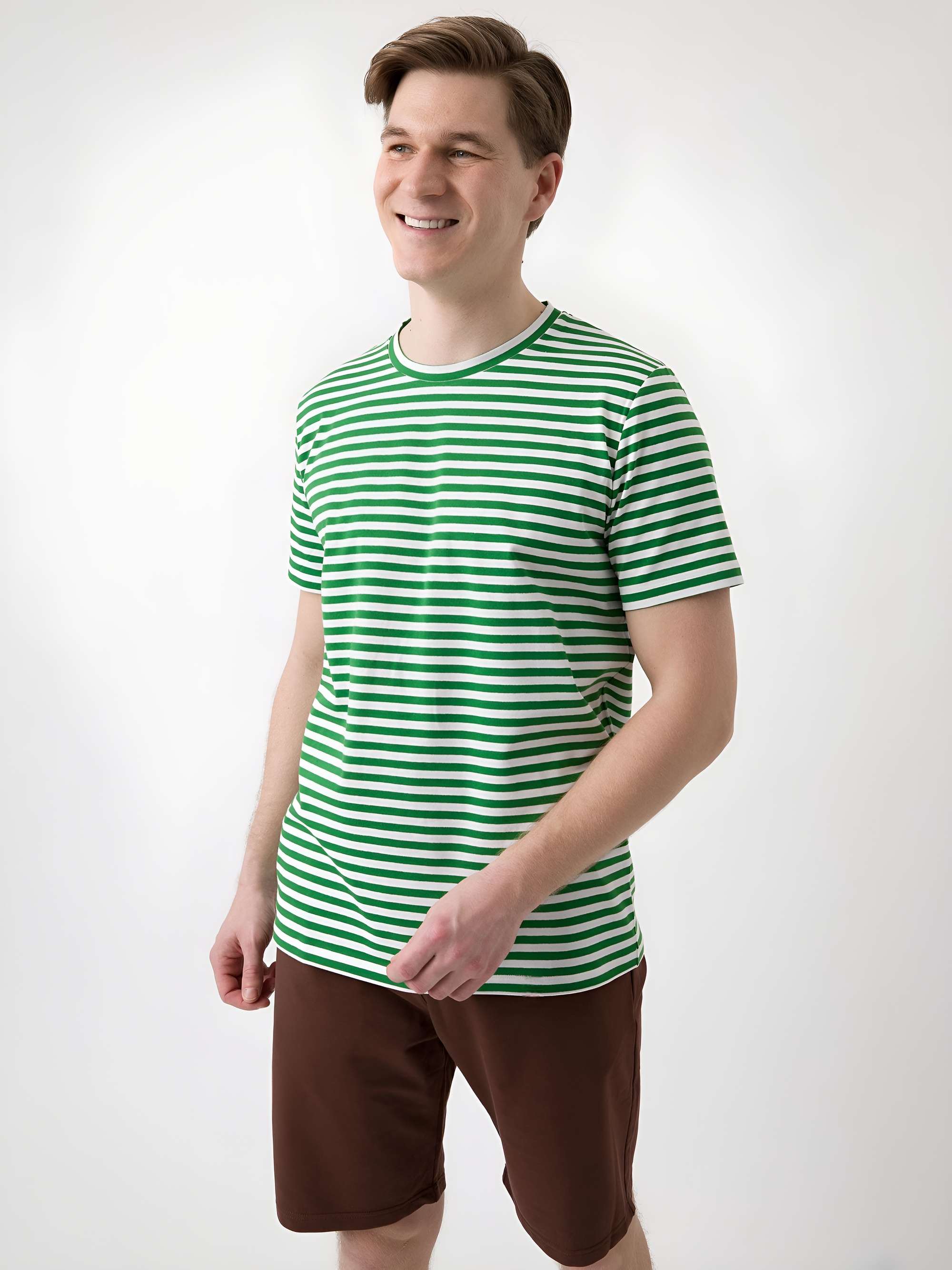Zielony T-shirt męski w paski