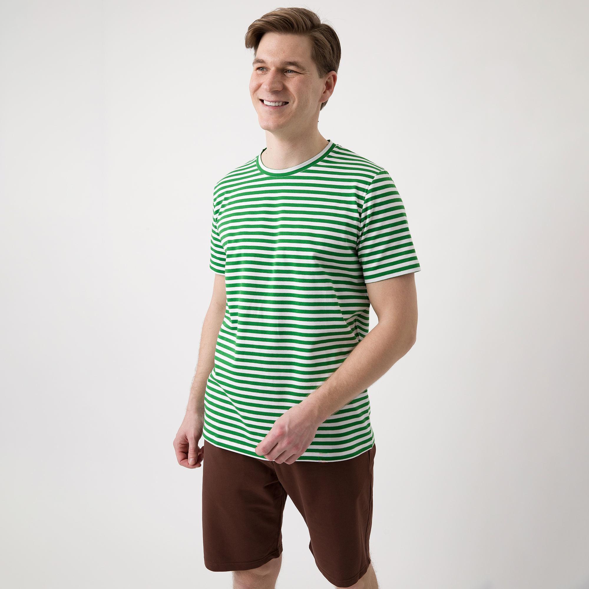 Zielony T-shirt męski w paski