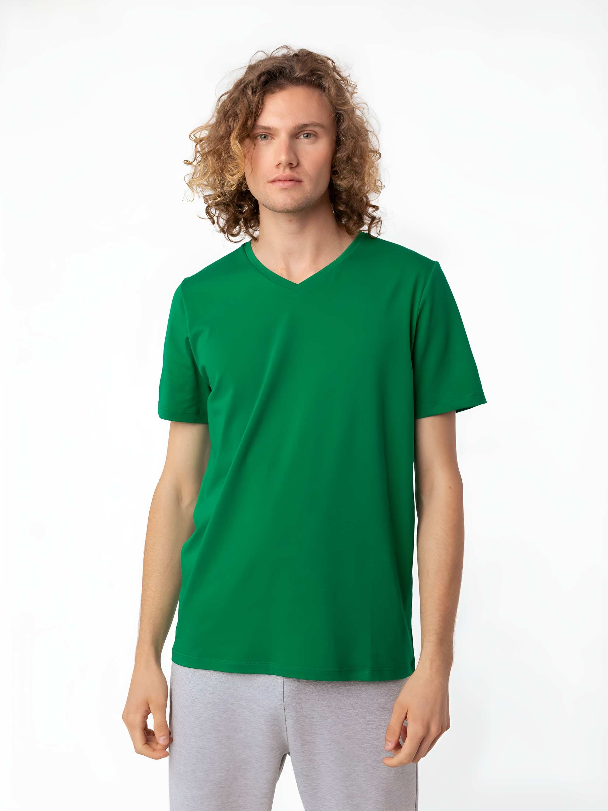 Zielony t-shirt w serek męski