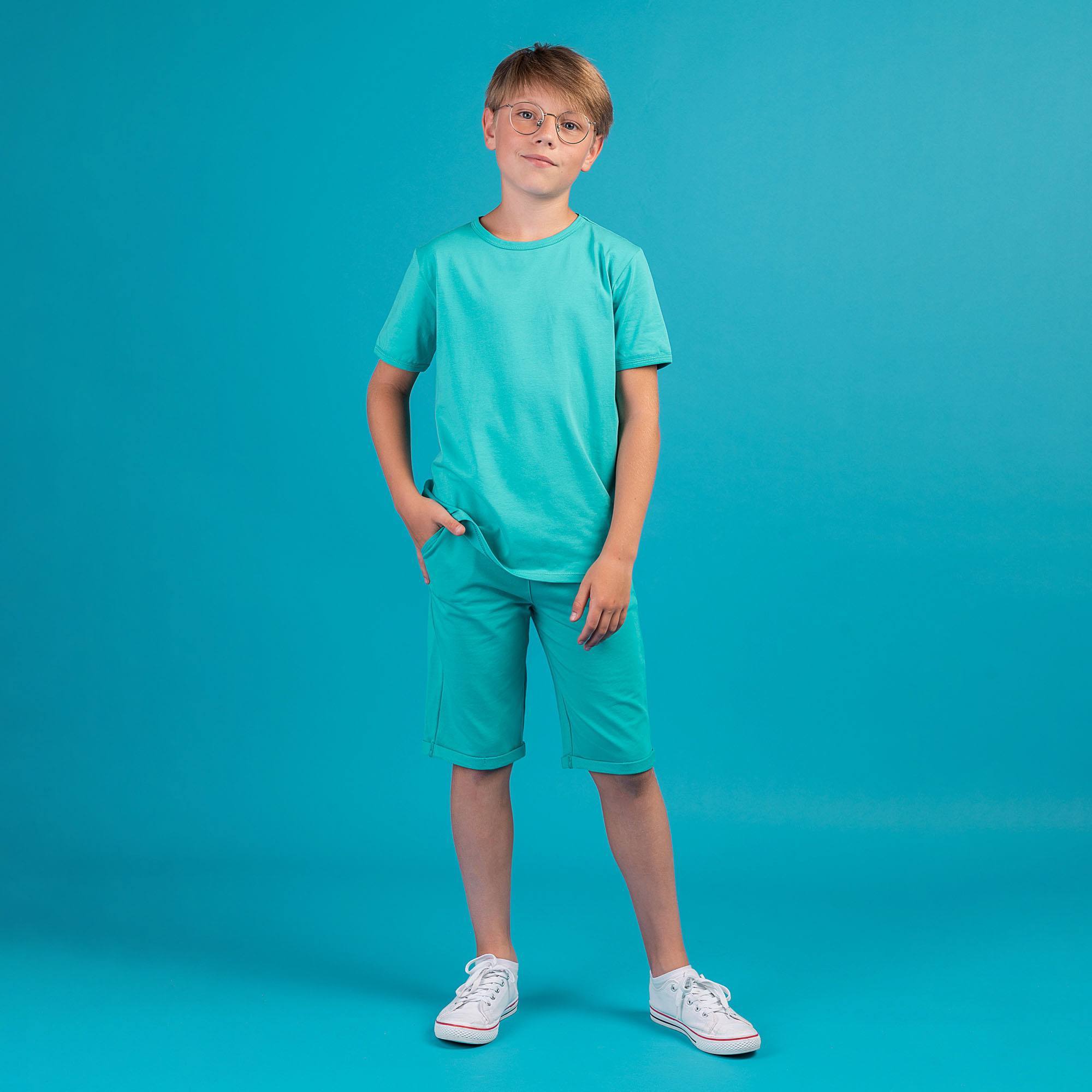 Turkusowa koszulka z krótkim rękawem Junior
