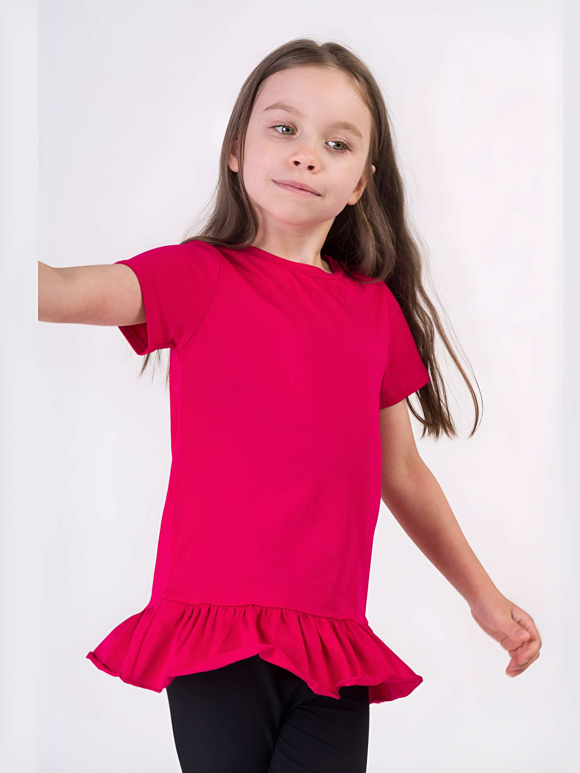 Pink ruffle short sleeve blouse